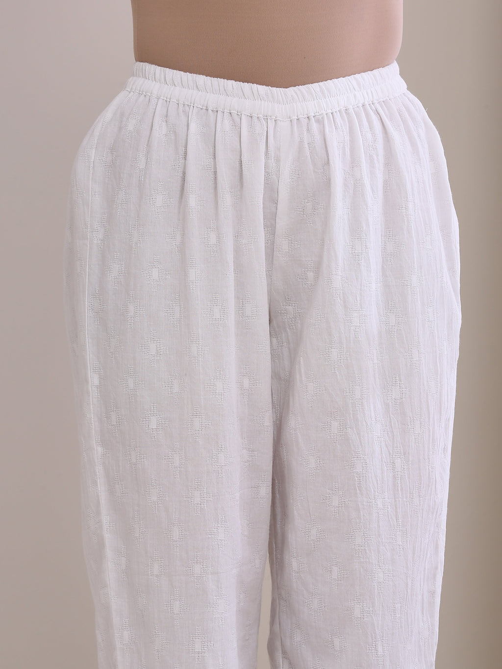 trueBrowns White Dobby Front Placket Co-Ord Set