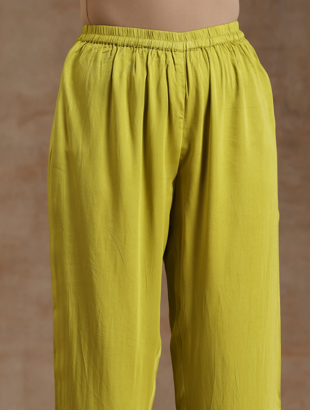 trueBrowns Lime Modal Satin High-Low Relax Kurta Set