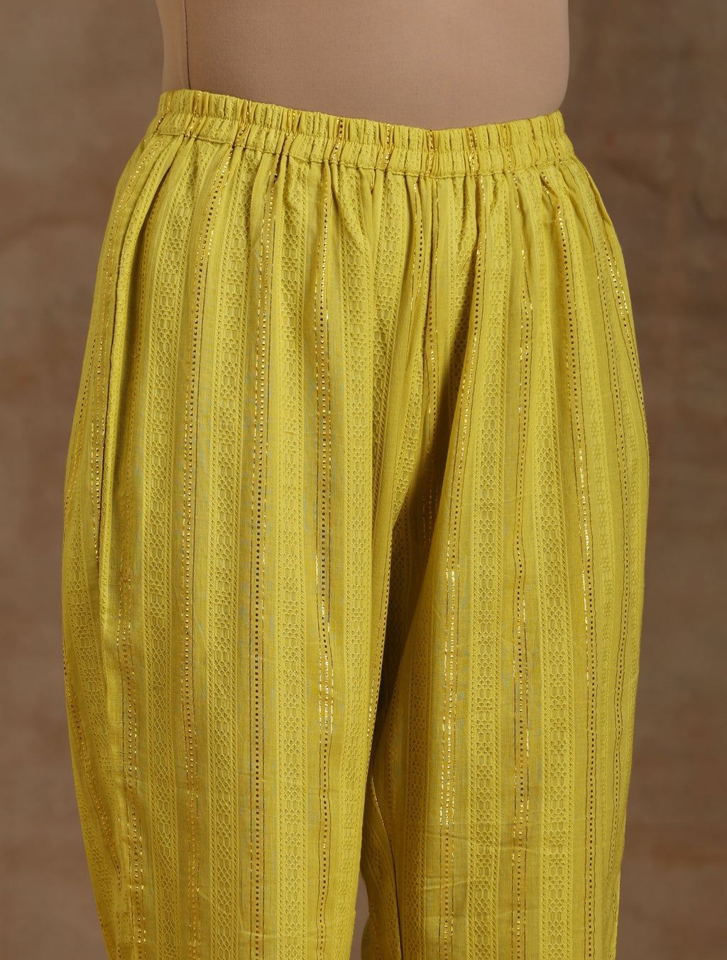 trueBrowns Lime Gold Cotton Oversized Round Co-Ord Set
