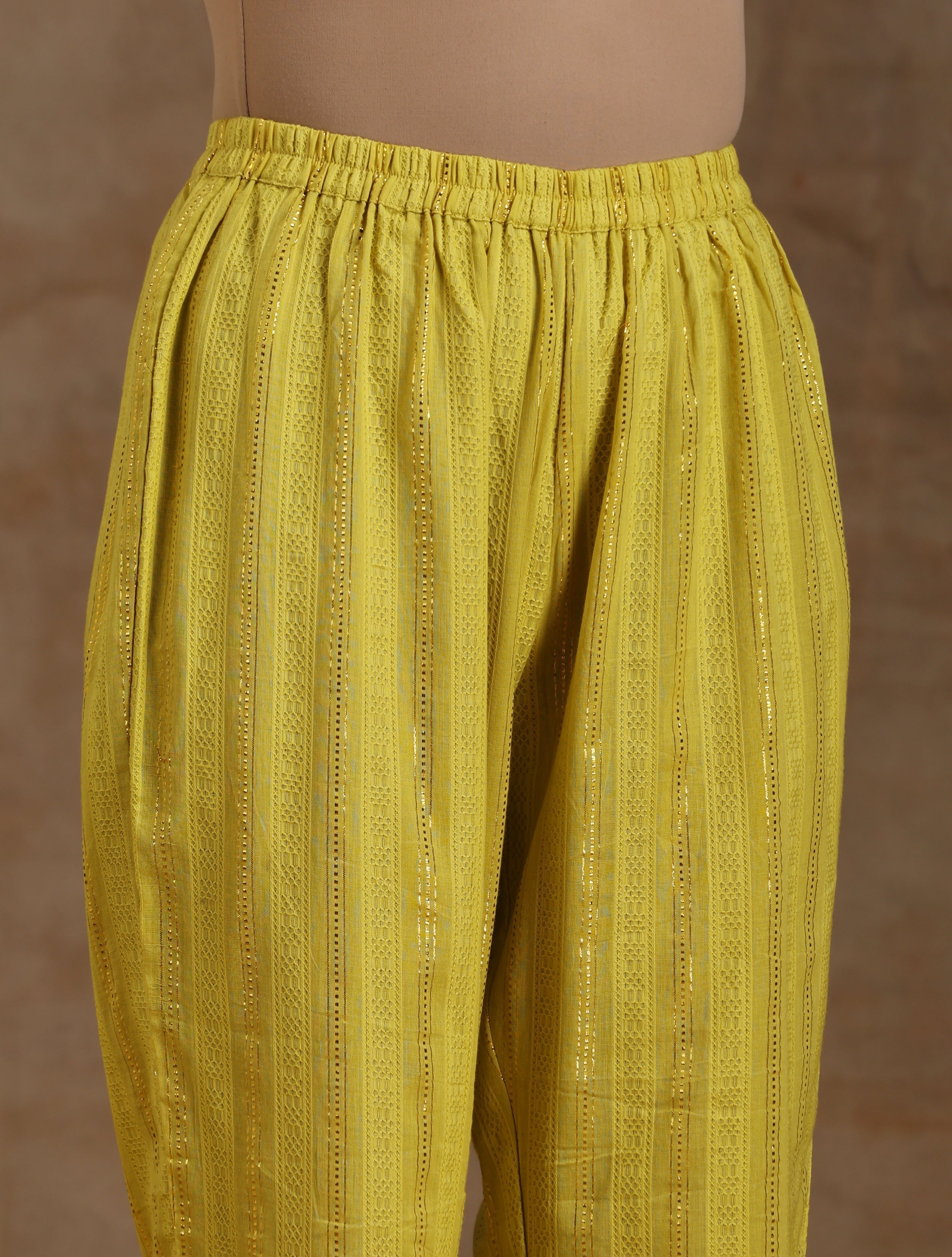 trueBrowns Lime Gold Cotton Oversized Round Co-Ord Set