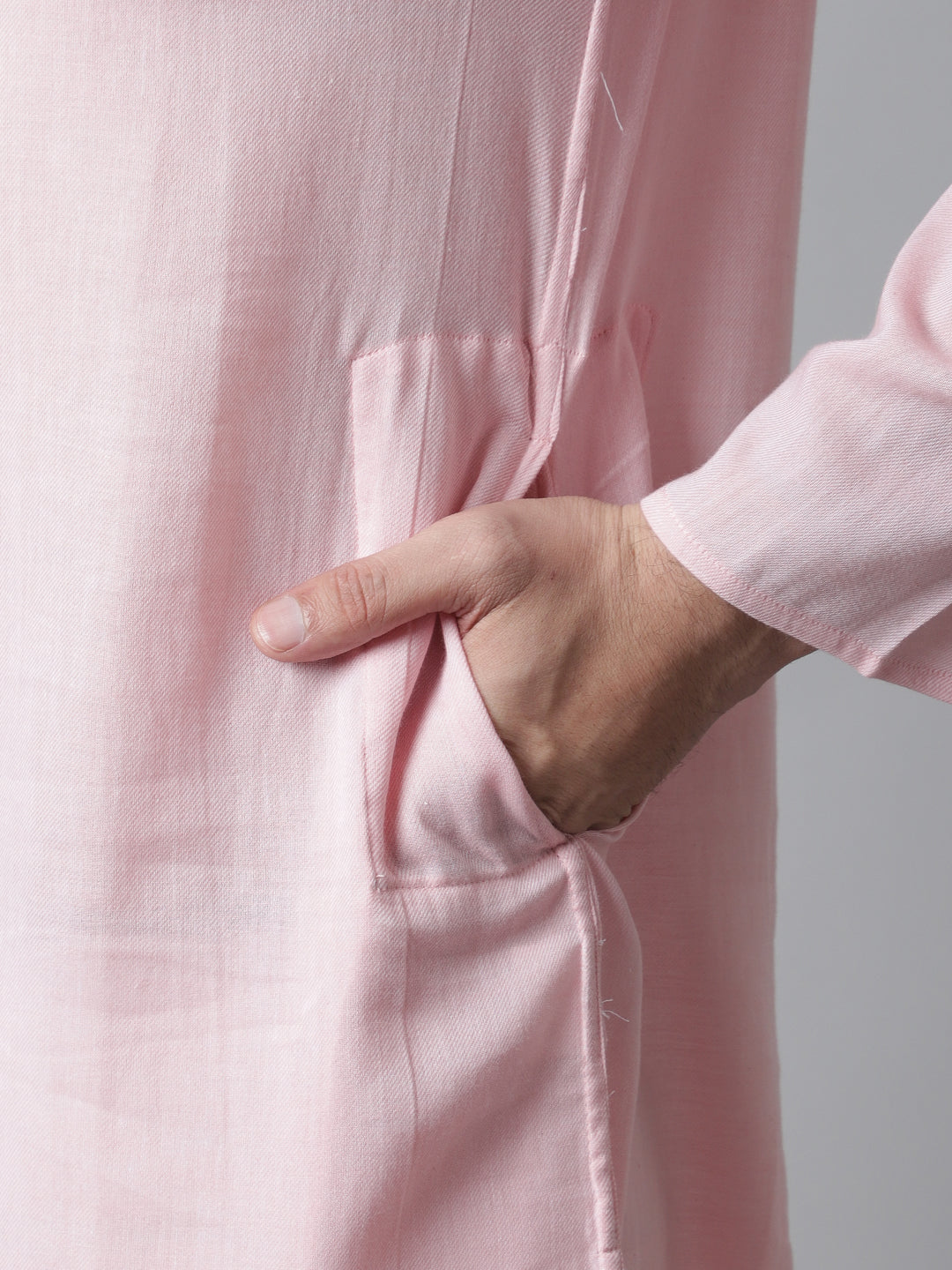 Even Apparels Pink Pure Cotton Kurta With Band Collar