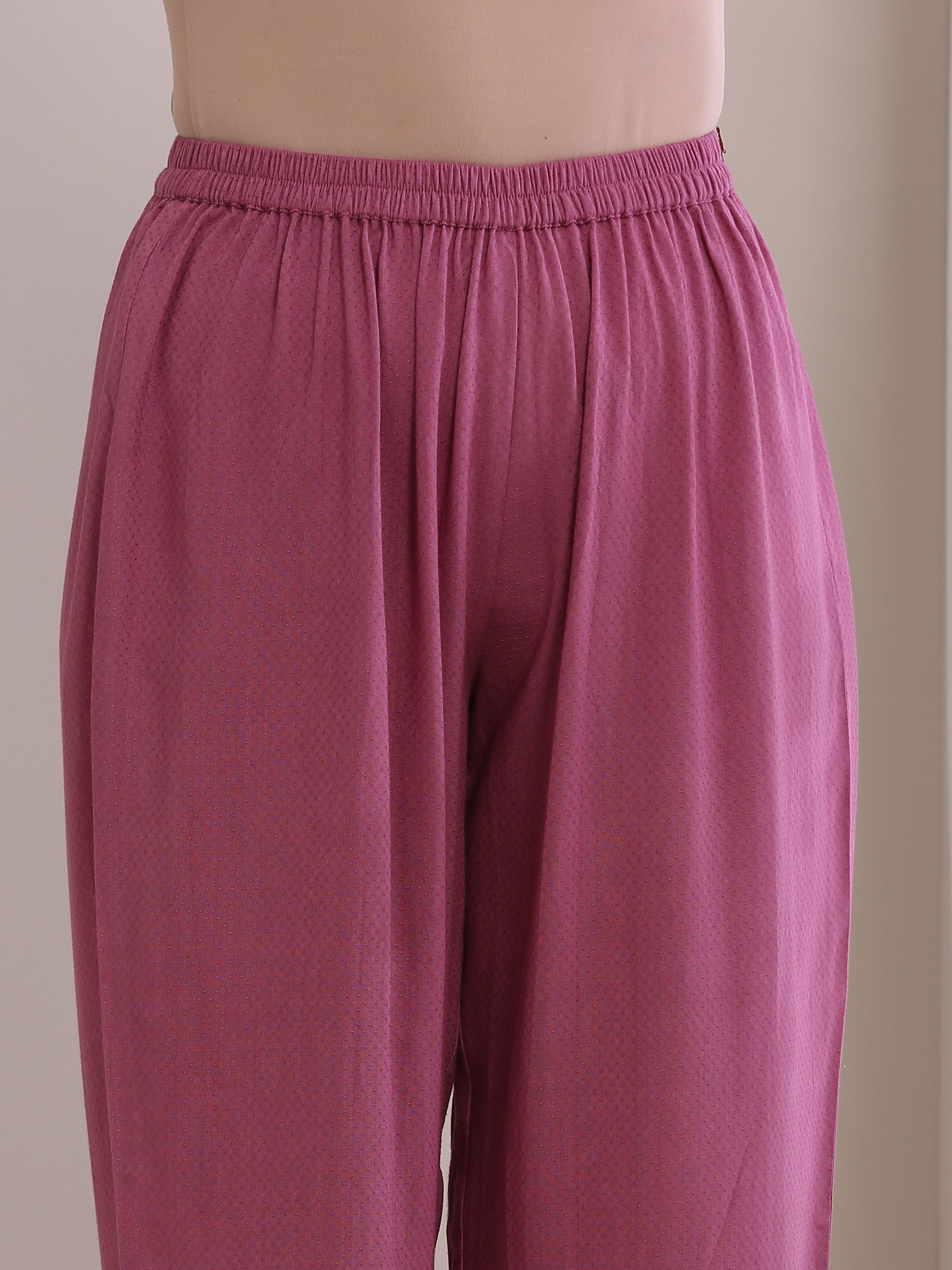 trueBrowns Onion Pink Dobby Anarkali Pant Set