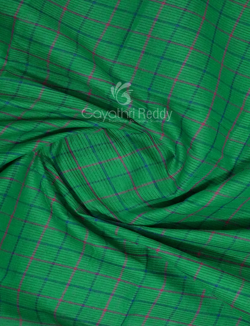 Rama Green With Checks Pure Mangalgiri Cotton Saree By Gayathri Reddy Designer Studio