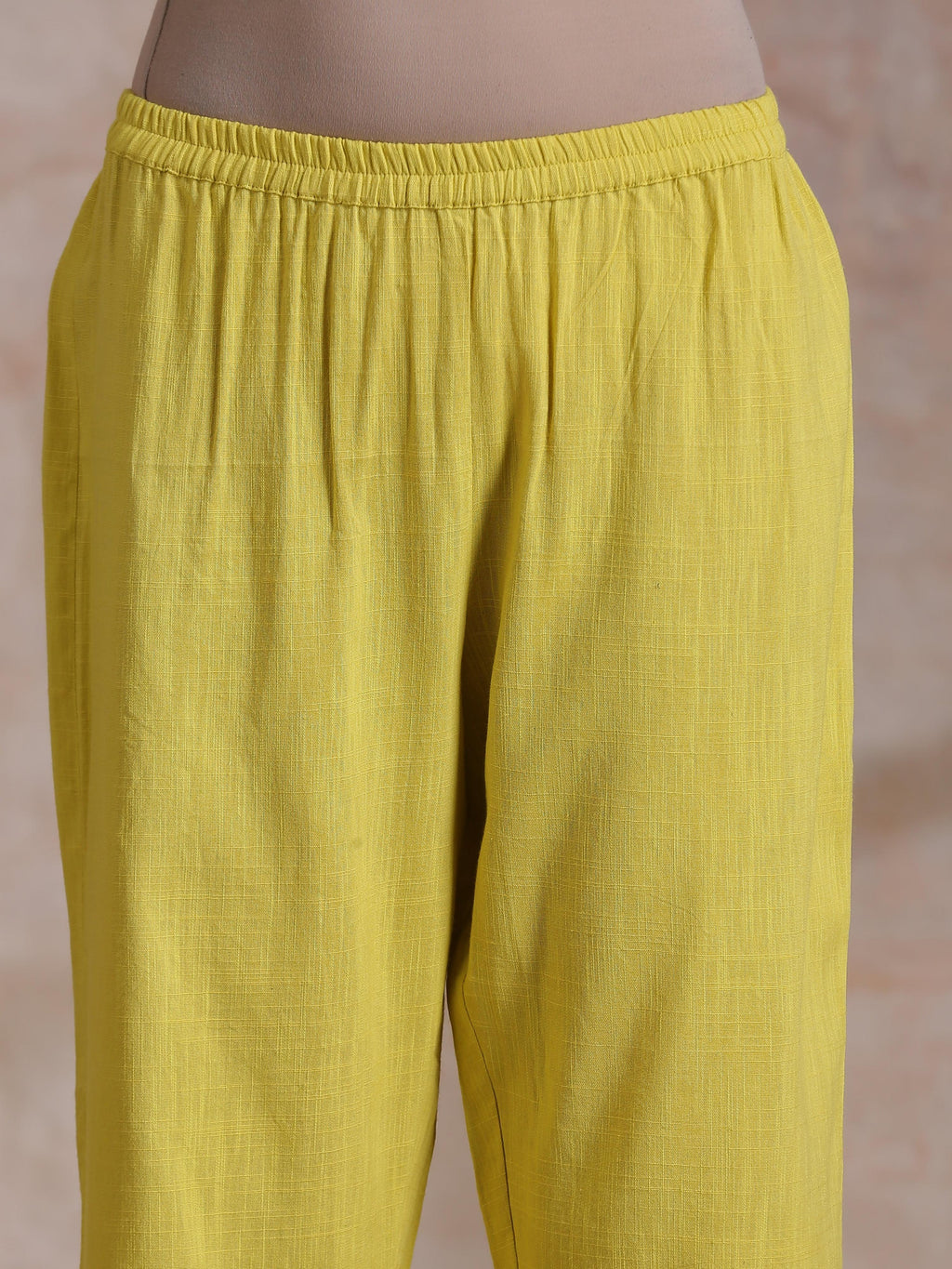trueBrowns Lime Pink Zig-Zag Lines Print Cotton Kurta Pant Set