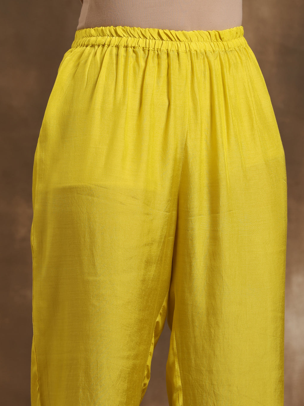 trueBrowns Lime Lehariya Printed Silk Kaftan Pant Set