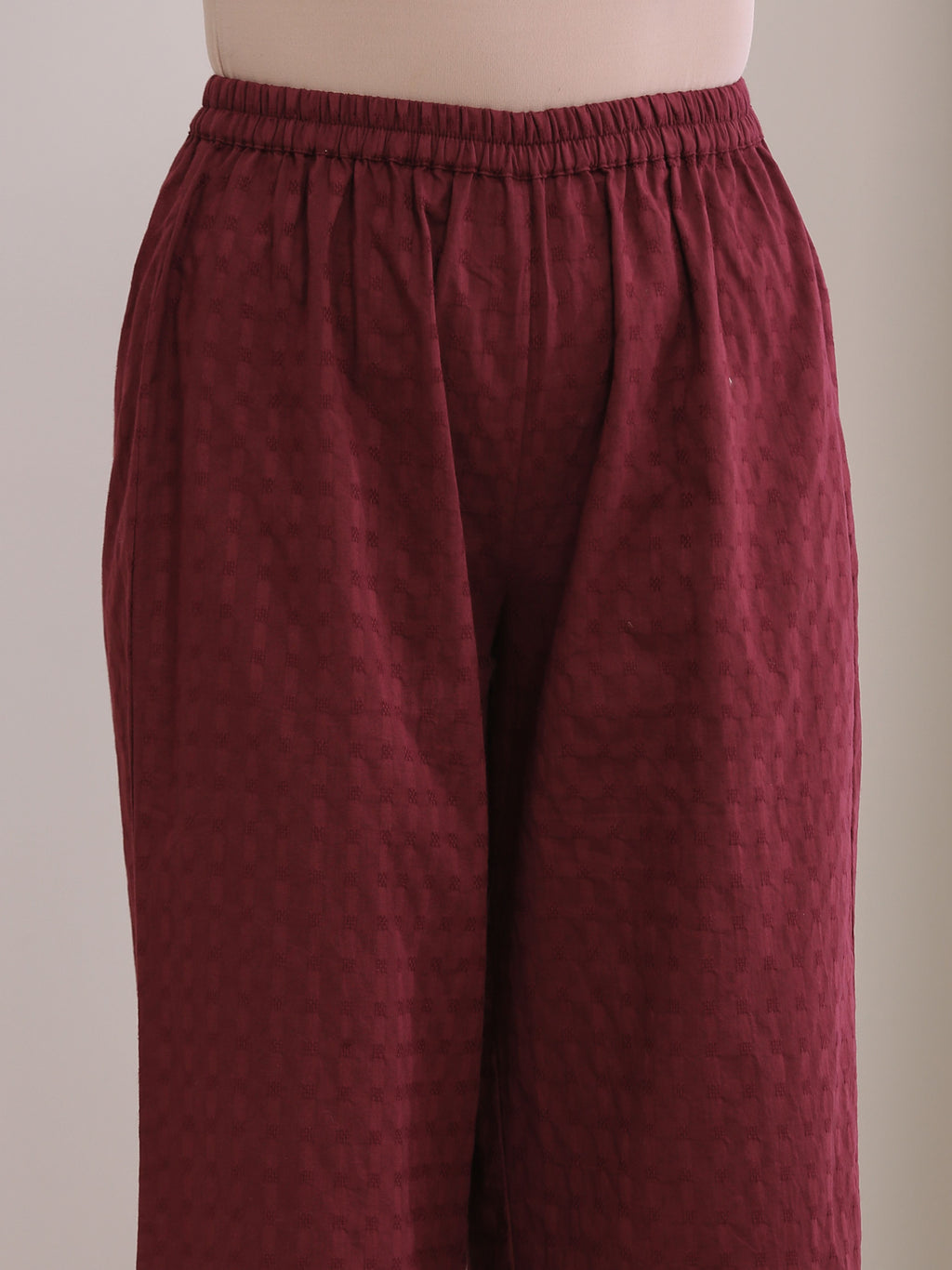trueBrowns Ruby Wine Dobby Angrakha Pant Set