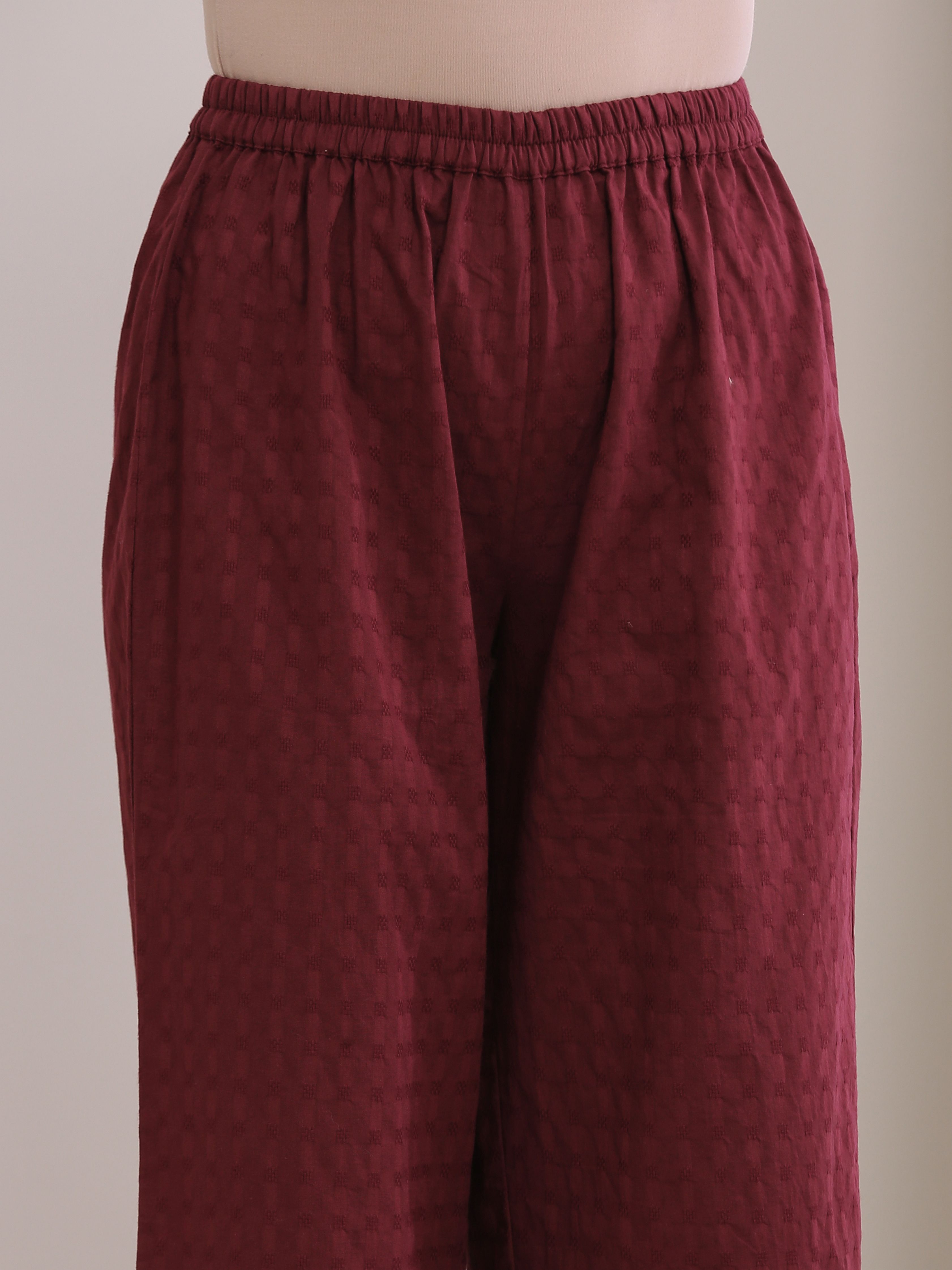 trueBrowns Ruby Wine Dobby Angrakha Pant Set