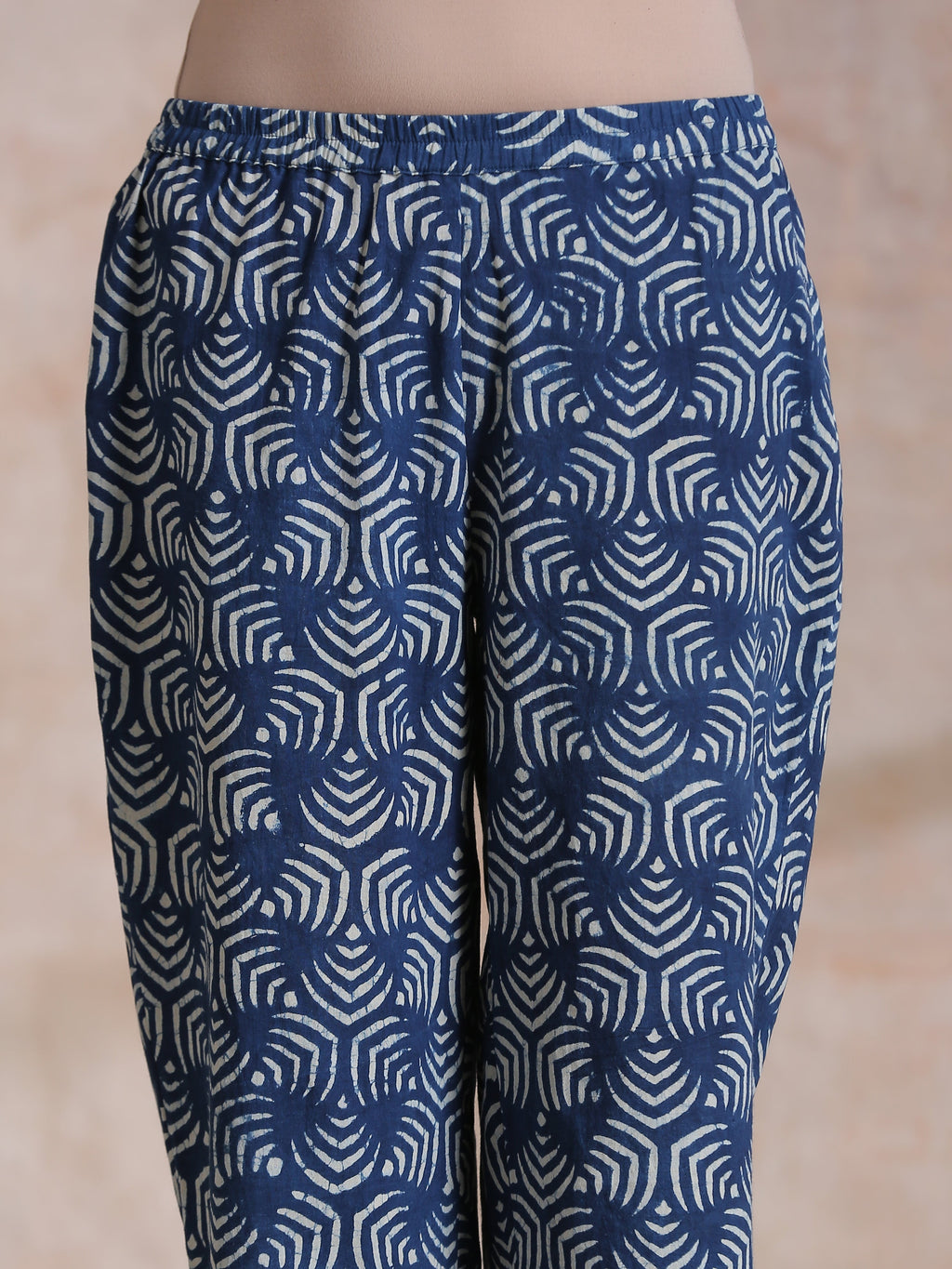 trueBrowns Indigo Dabu Overall Print Cotton Baggy Sleeve Co-Ord Set