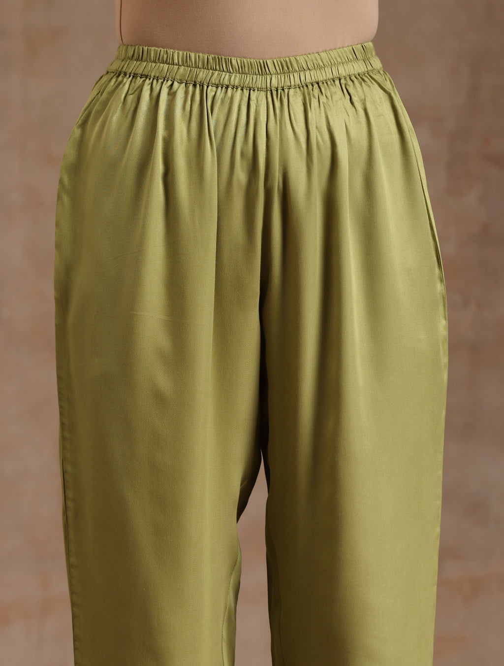trueBrowns Light Green Modal Satin High-Low Kaftan Kurta Set