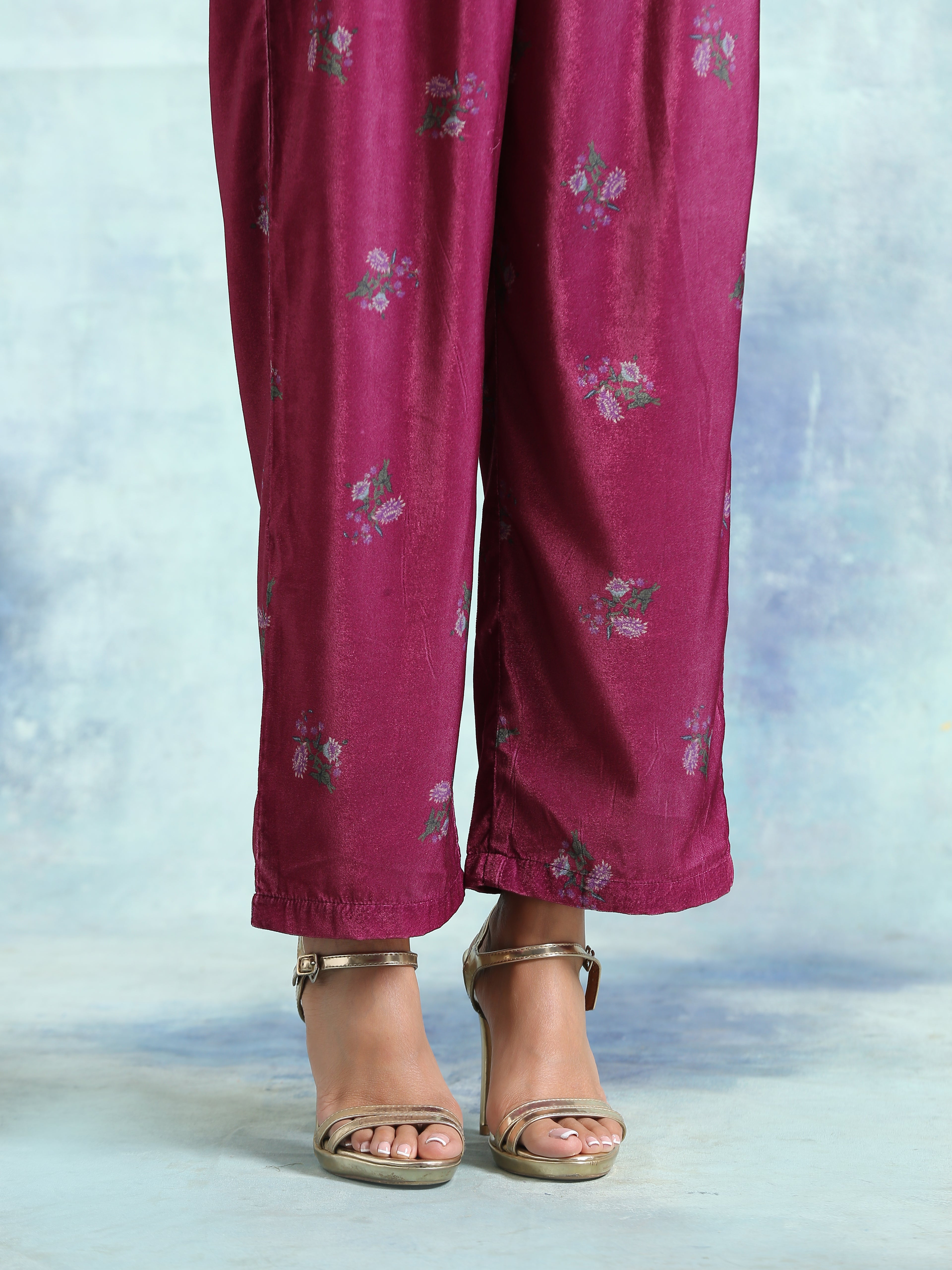 trueBrowns Magenta Velvet Co-Ord Set
