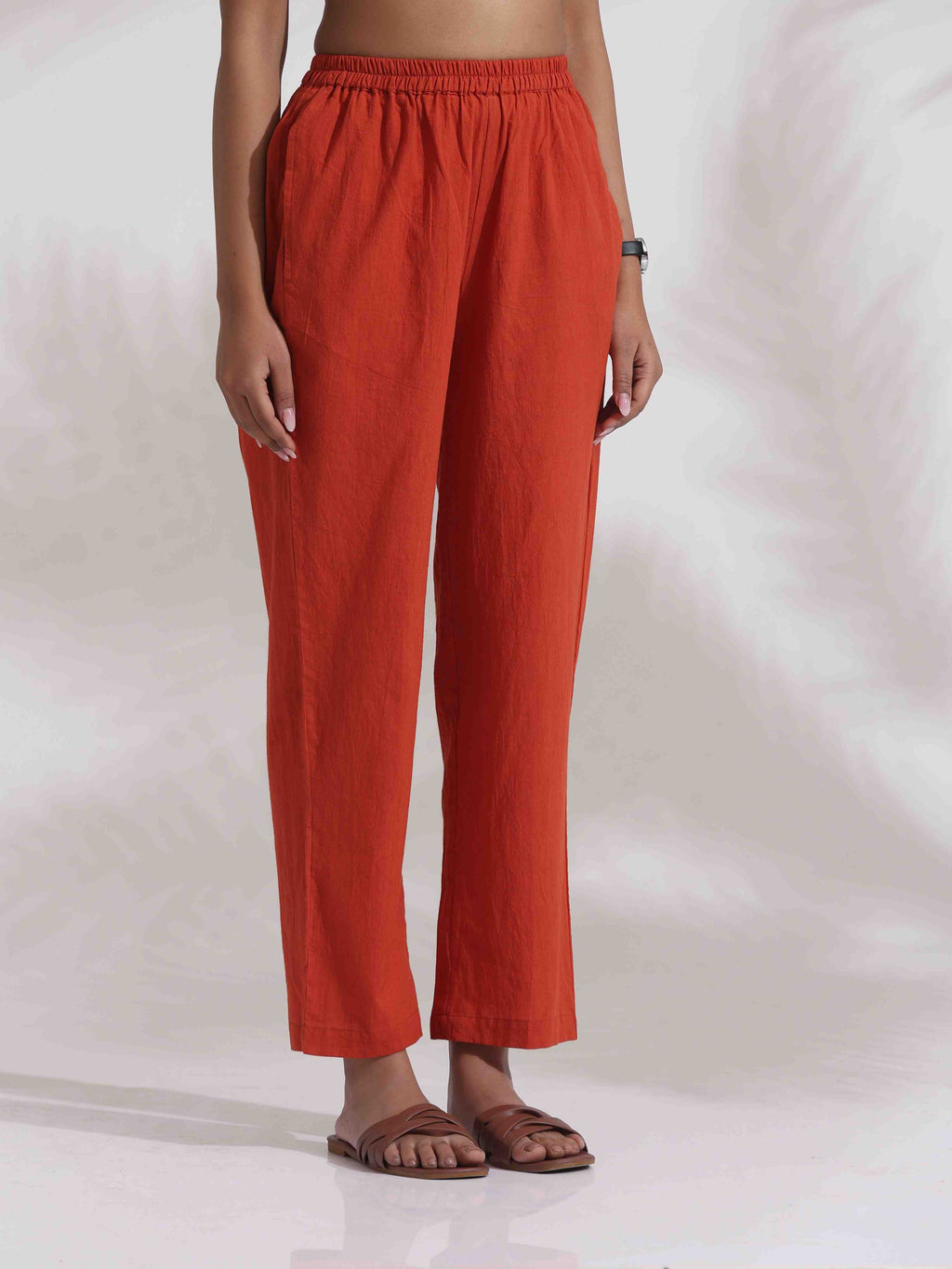 trueBrowns Orange Cotton Print Co-ord Set