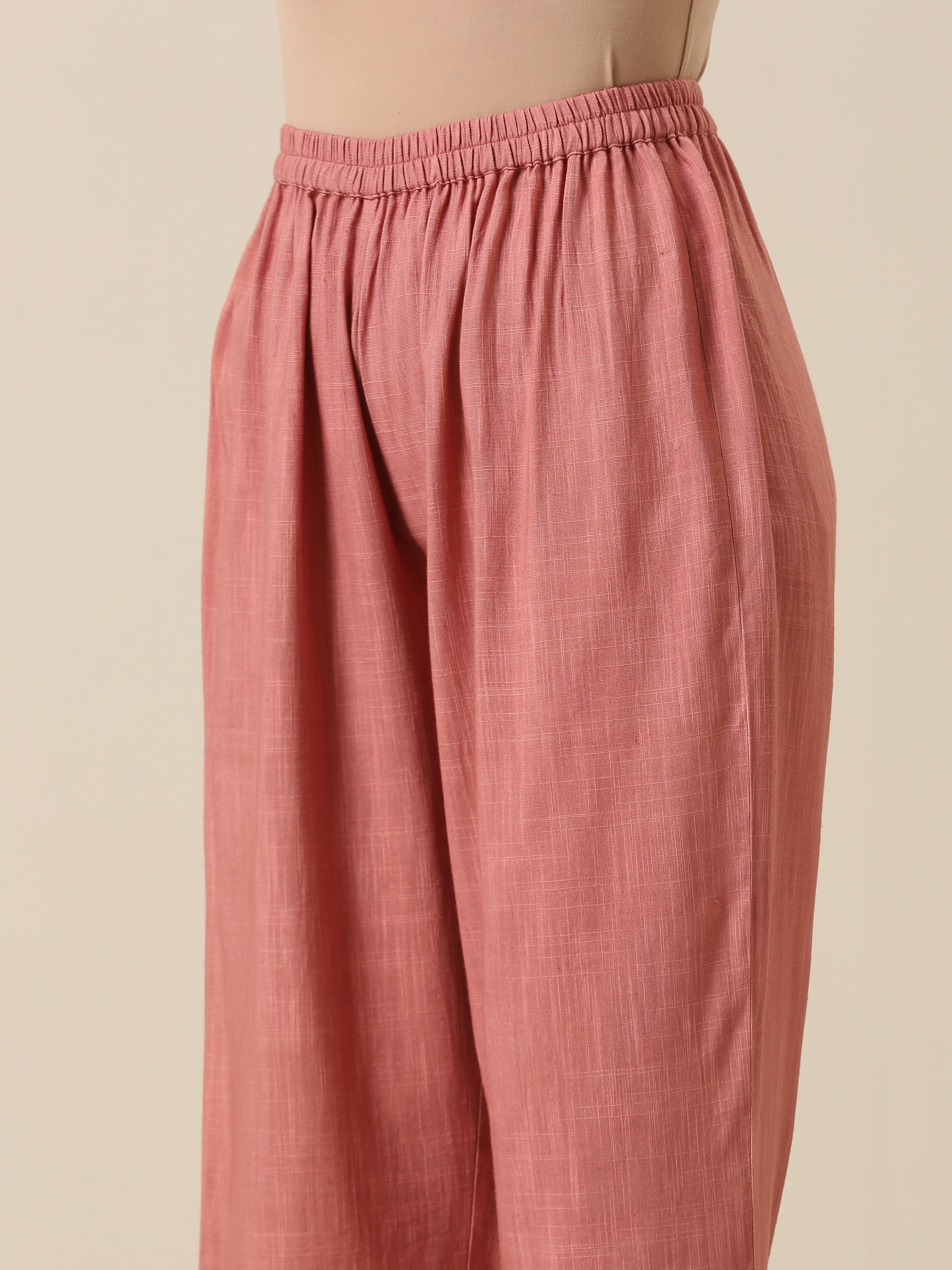 trueBrowns Light Mauve Slub Textured Sleeveless Short Co-Ord Set