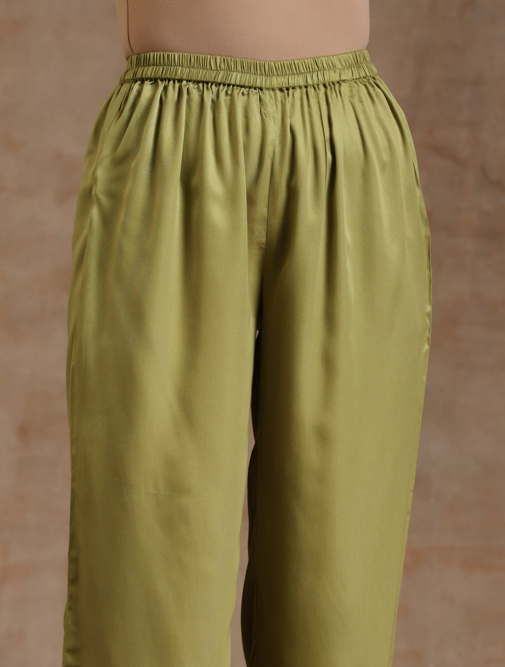 trueBrowns Light Green Modal Satin Kaftan Kurta Set