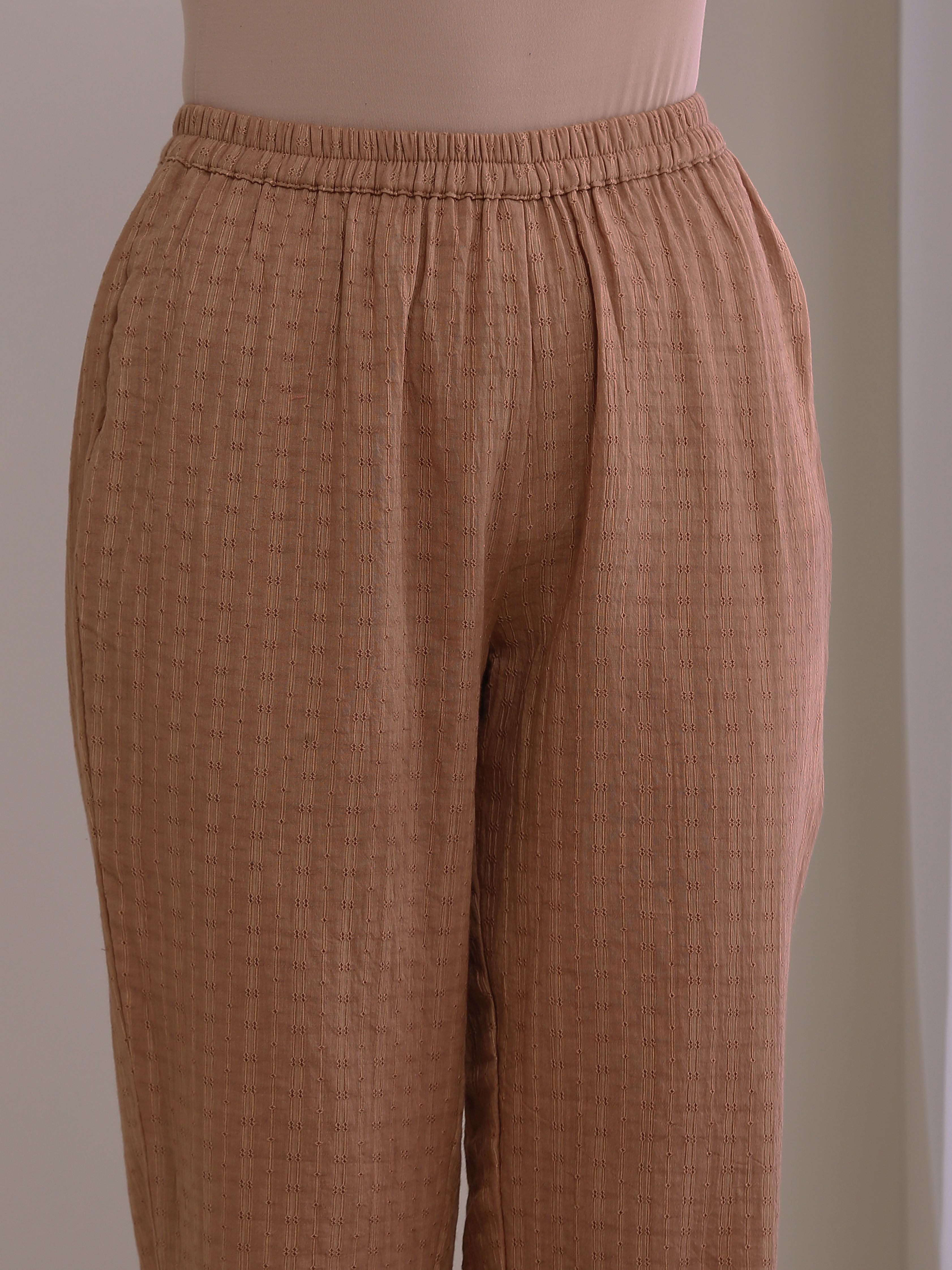 trueBrowns Beige Dobby Boxy Fit High-Low Co-Ord Set