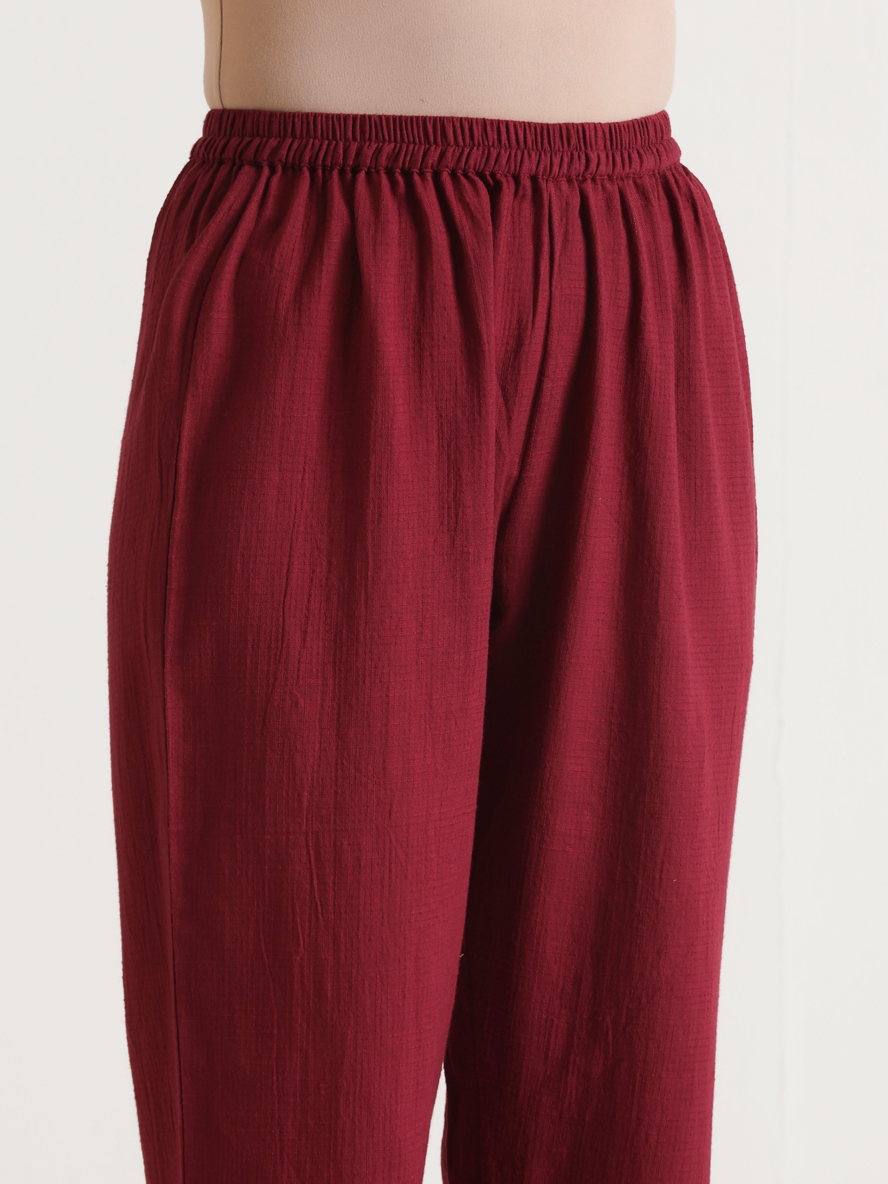 trueBrowns Maroon Angrakha Kurta Set