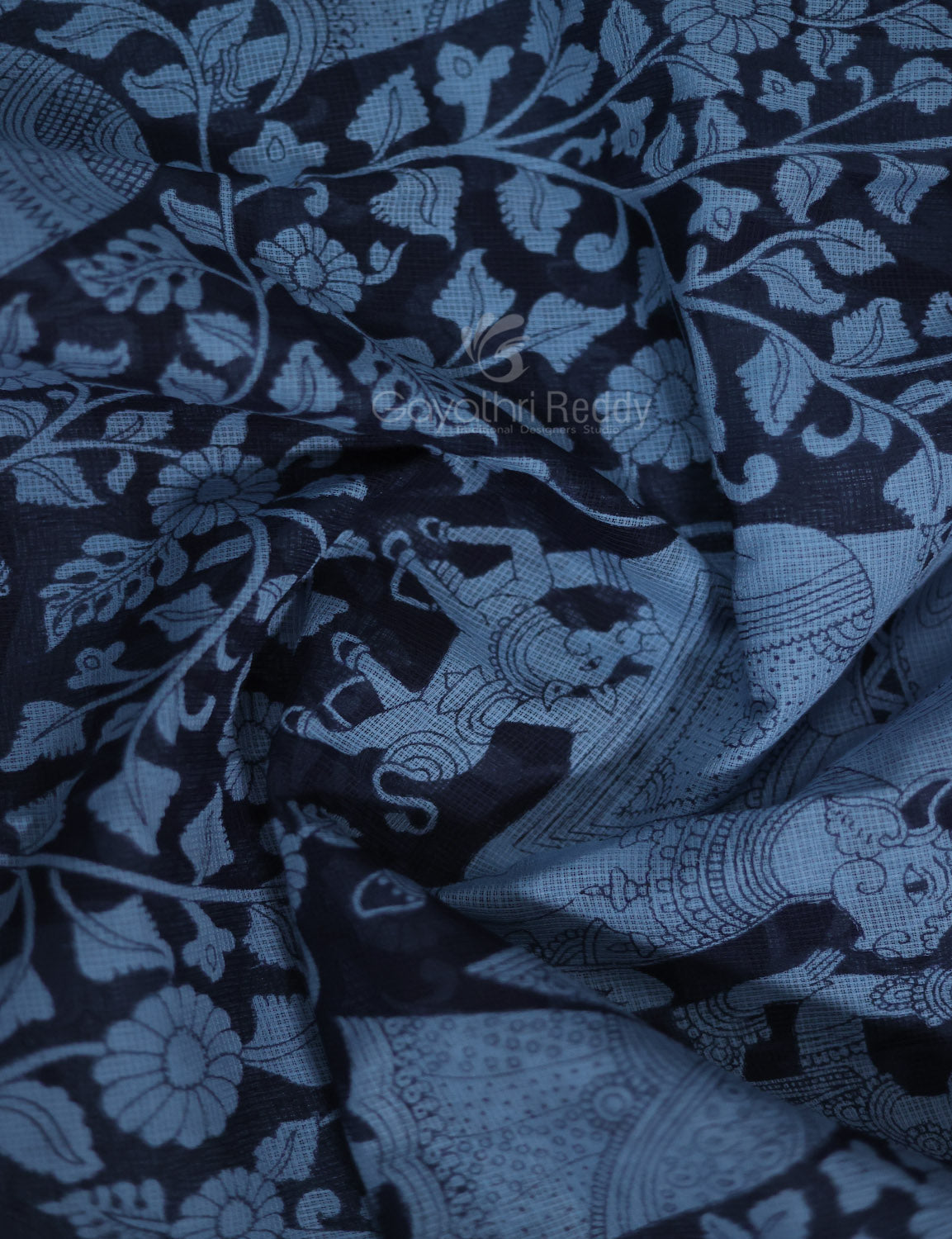 Shades of Grey Colour Kalamkari Pure Munga Cotton Saree By Gayathri Reddy Designer Studio