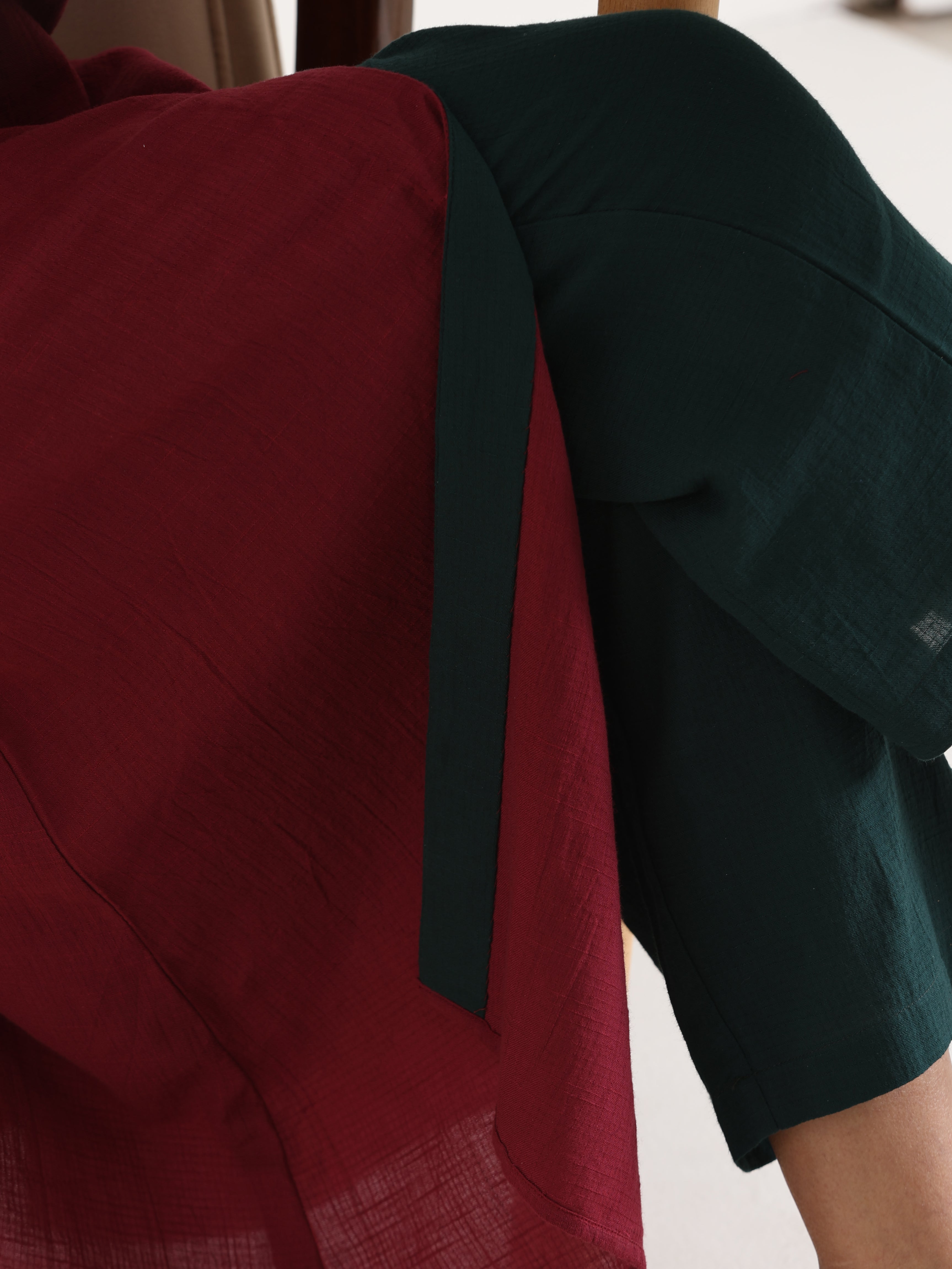 trueBrowns Maroon Placket Kurta Pant Set