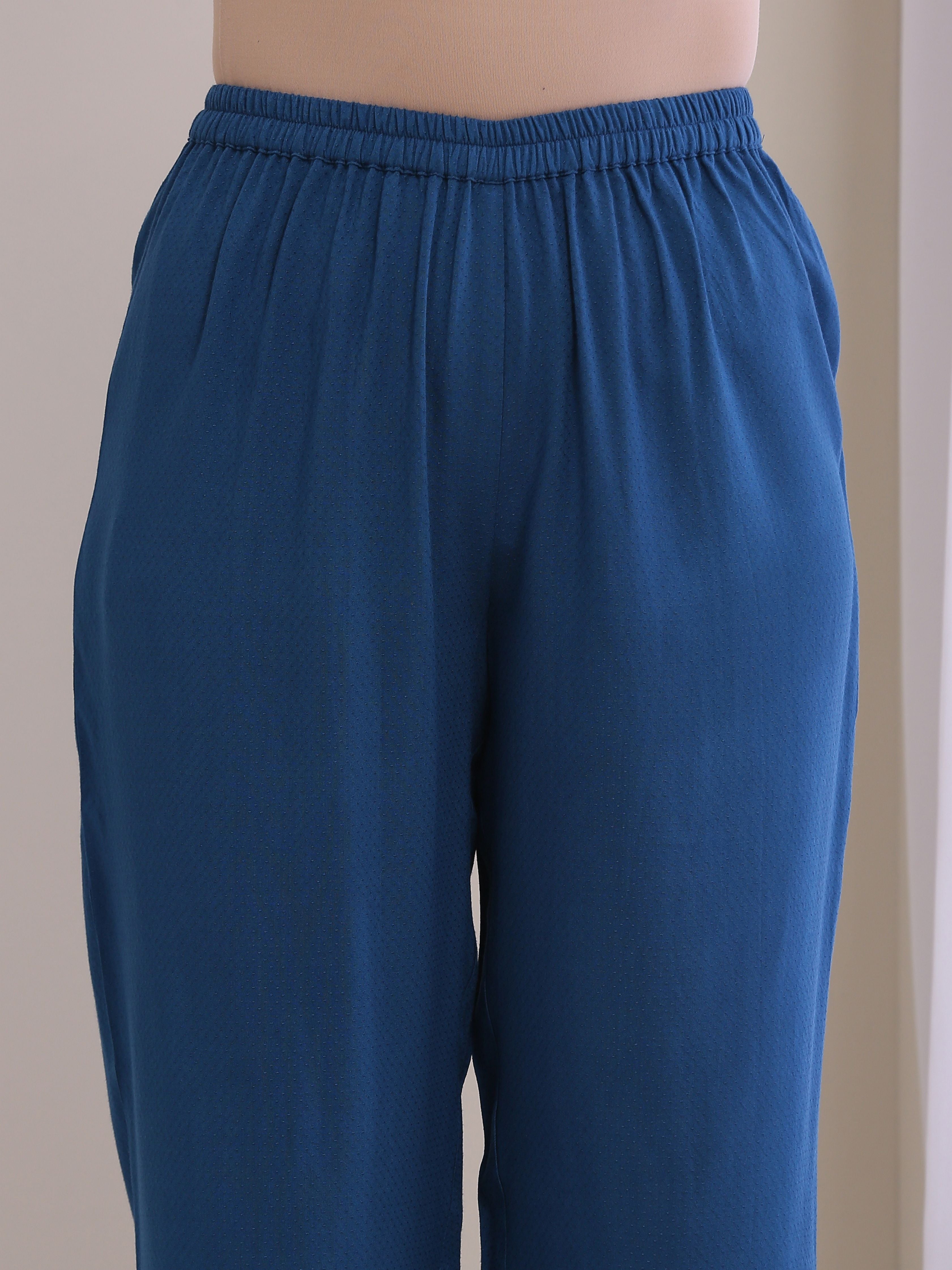 trueBrowns Classic Blue Dobby Pleated Co-Ord Set