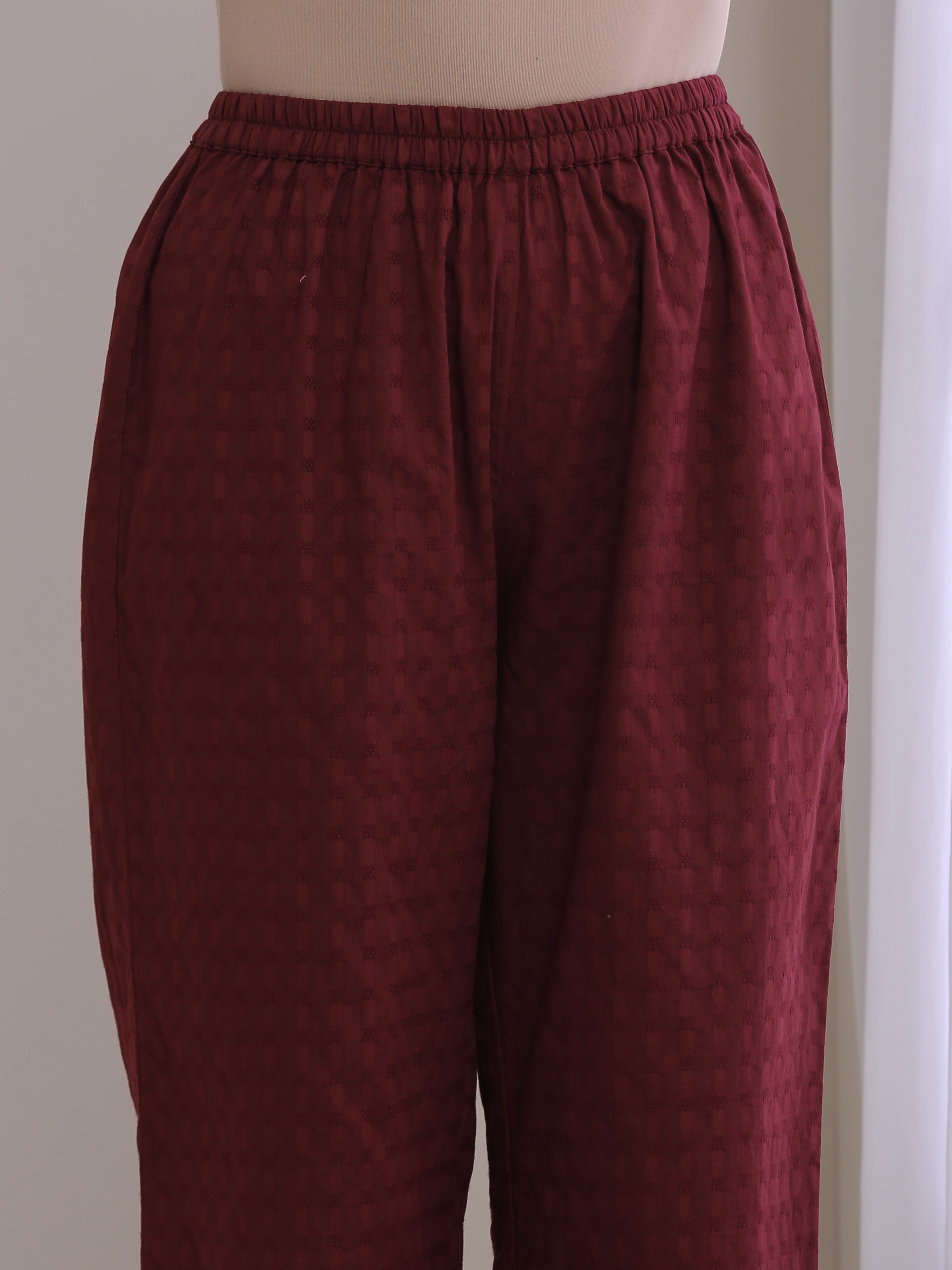 trueBrowns Ruby Wine Dobby Collar Short Co-Ord Set