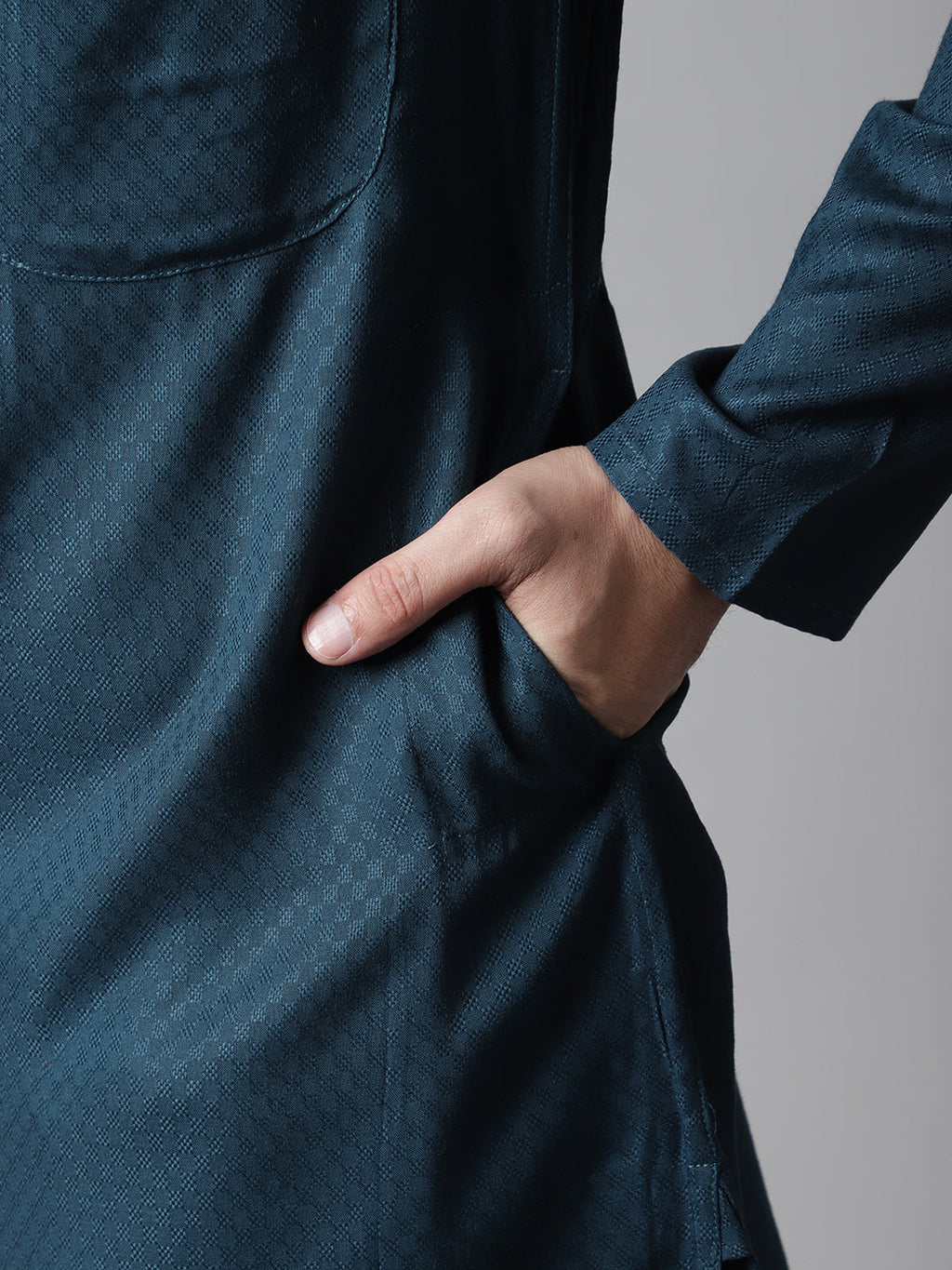 Even Apparels Green Kurta With Band Collar