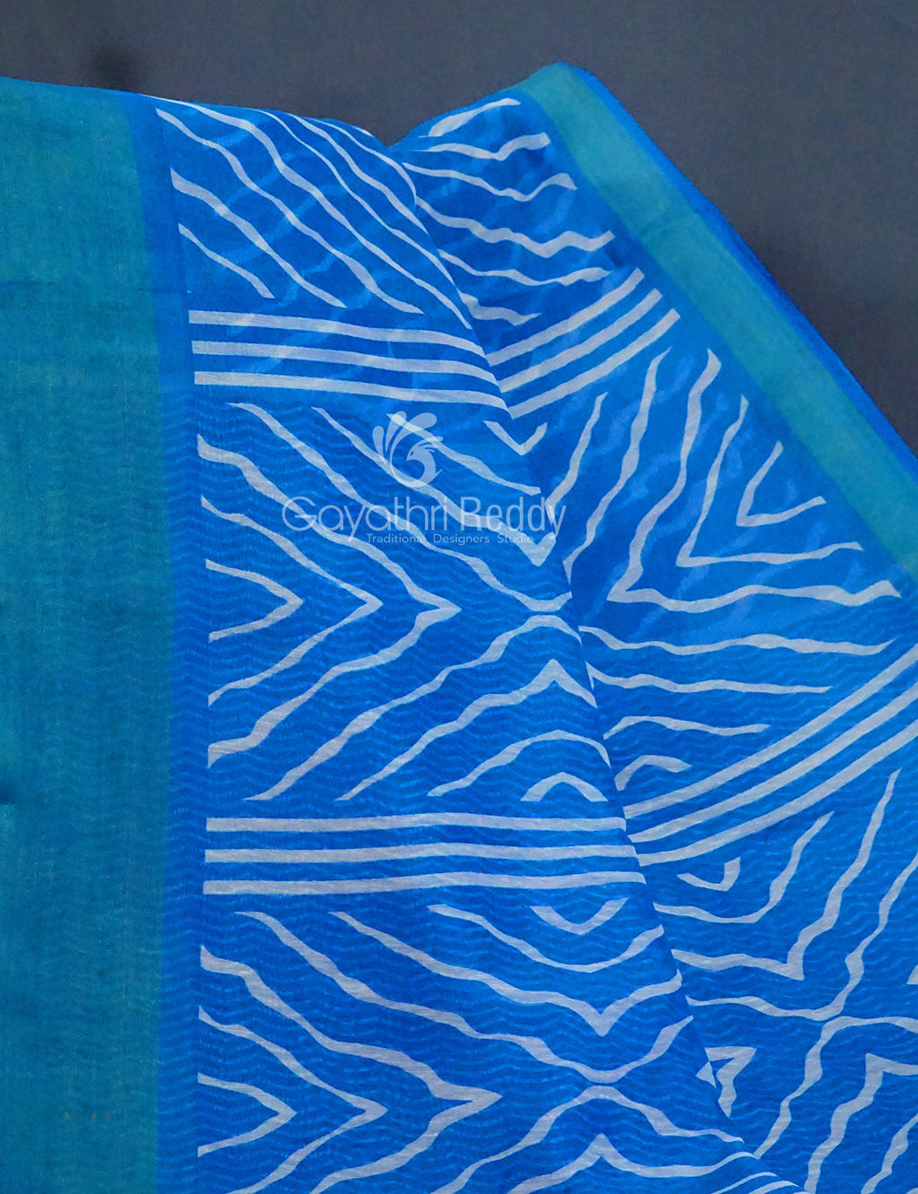 Shades of Blue with Lehariya Design Semi Chanderi Saree By Gayathri Reddy Designer Studio