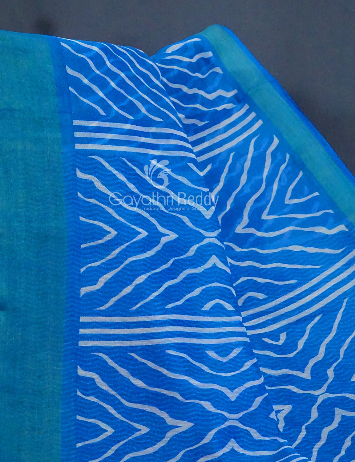 Shades of Blue with Lehariya Design Semi Chanderi Saree By Gayathri Reddy Designer Studio