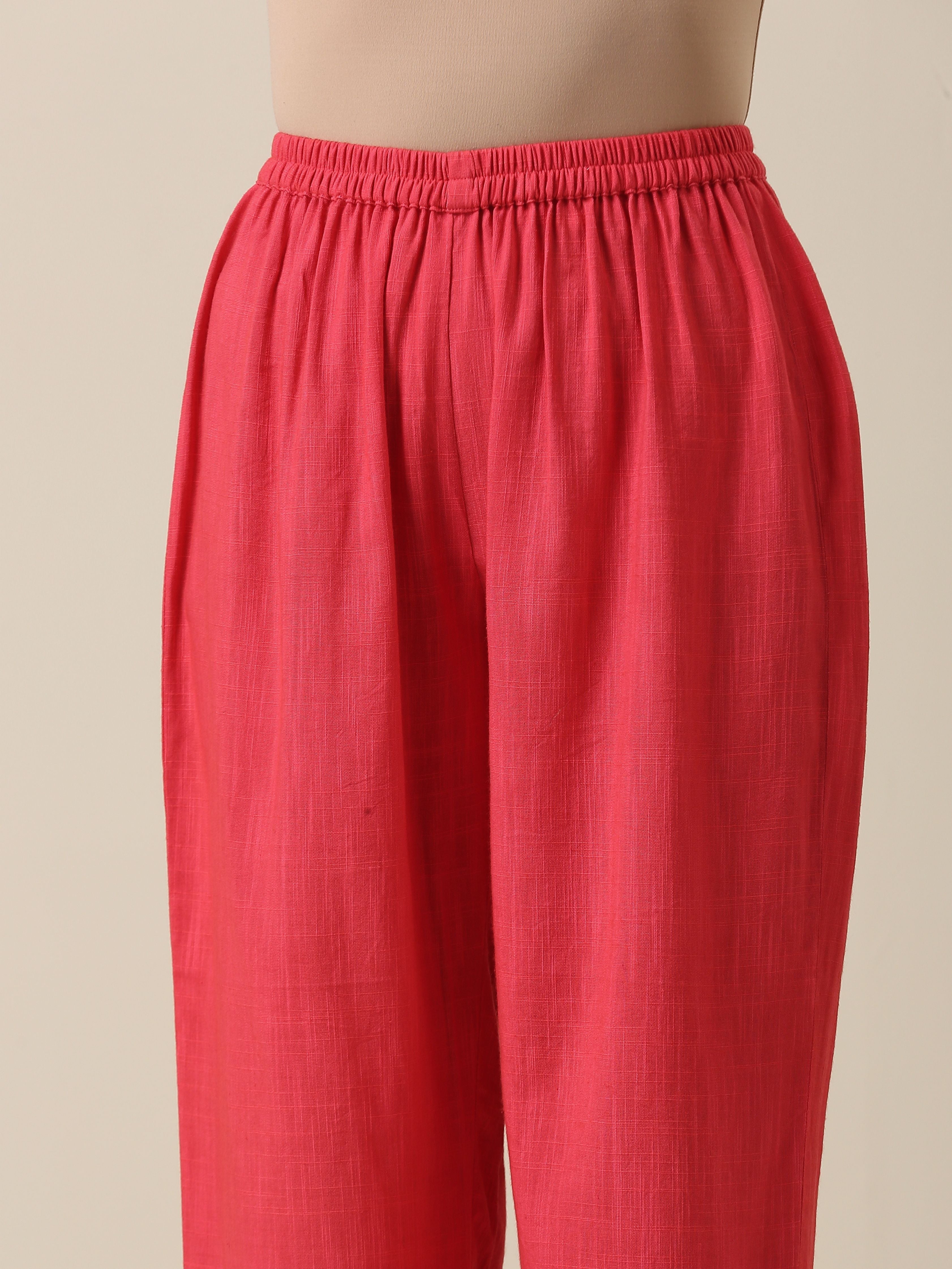trueBrowns Bright Pink Slub Texture Baggy Sleeve Co-Ord Set