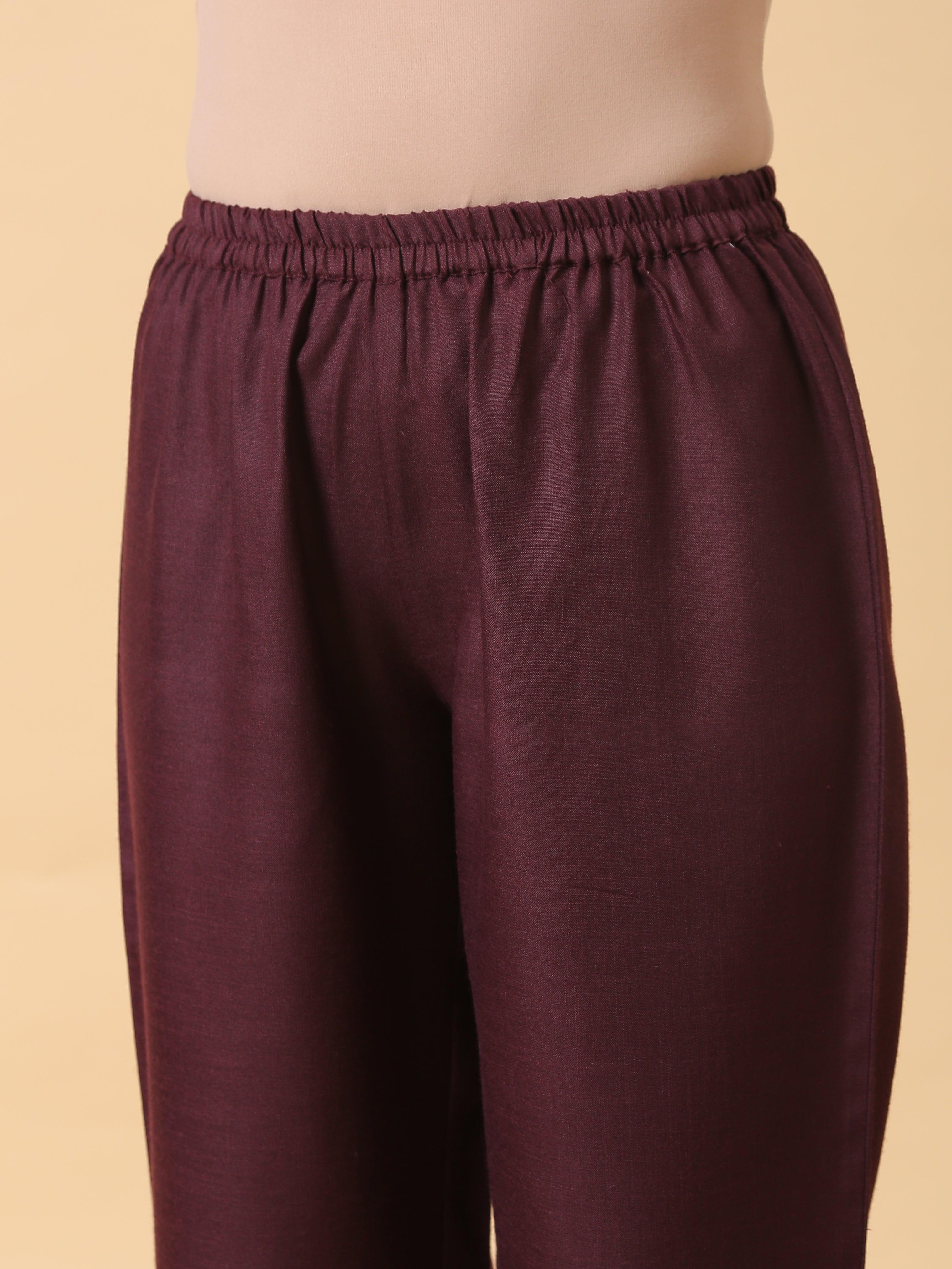 trueBrowns Cotton Linen Purple Boxy Fit Co-Ord Set