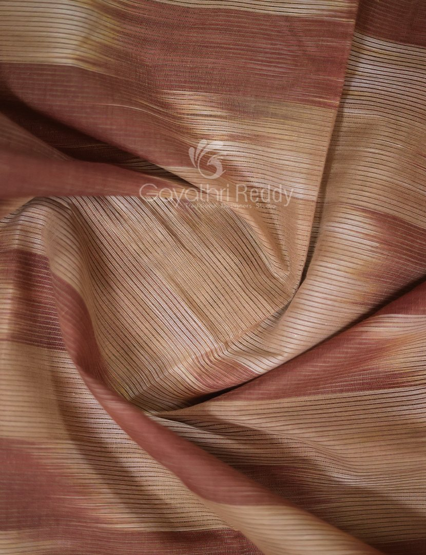 Dual Shades of Beige Mangalagiri Ikkat Cotton Saree By Gayathri Reddy Designer Studio