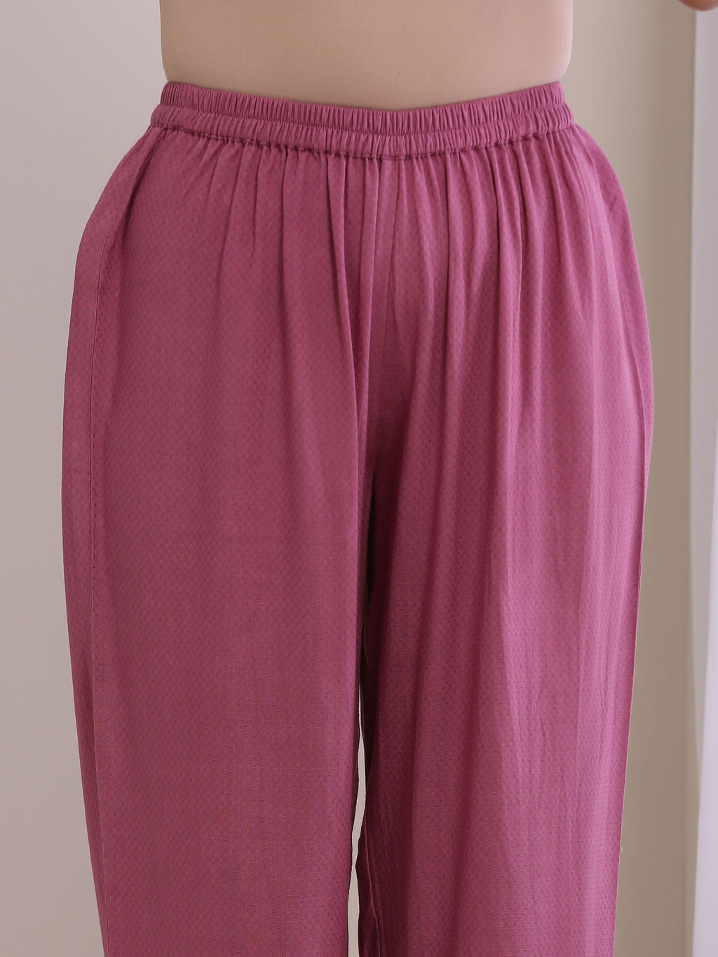 trueBrowns Onion Pink Dobby Sleeveless Short Co-Ord Set