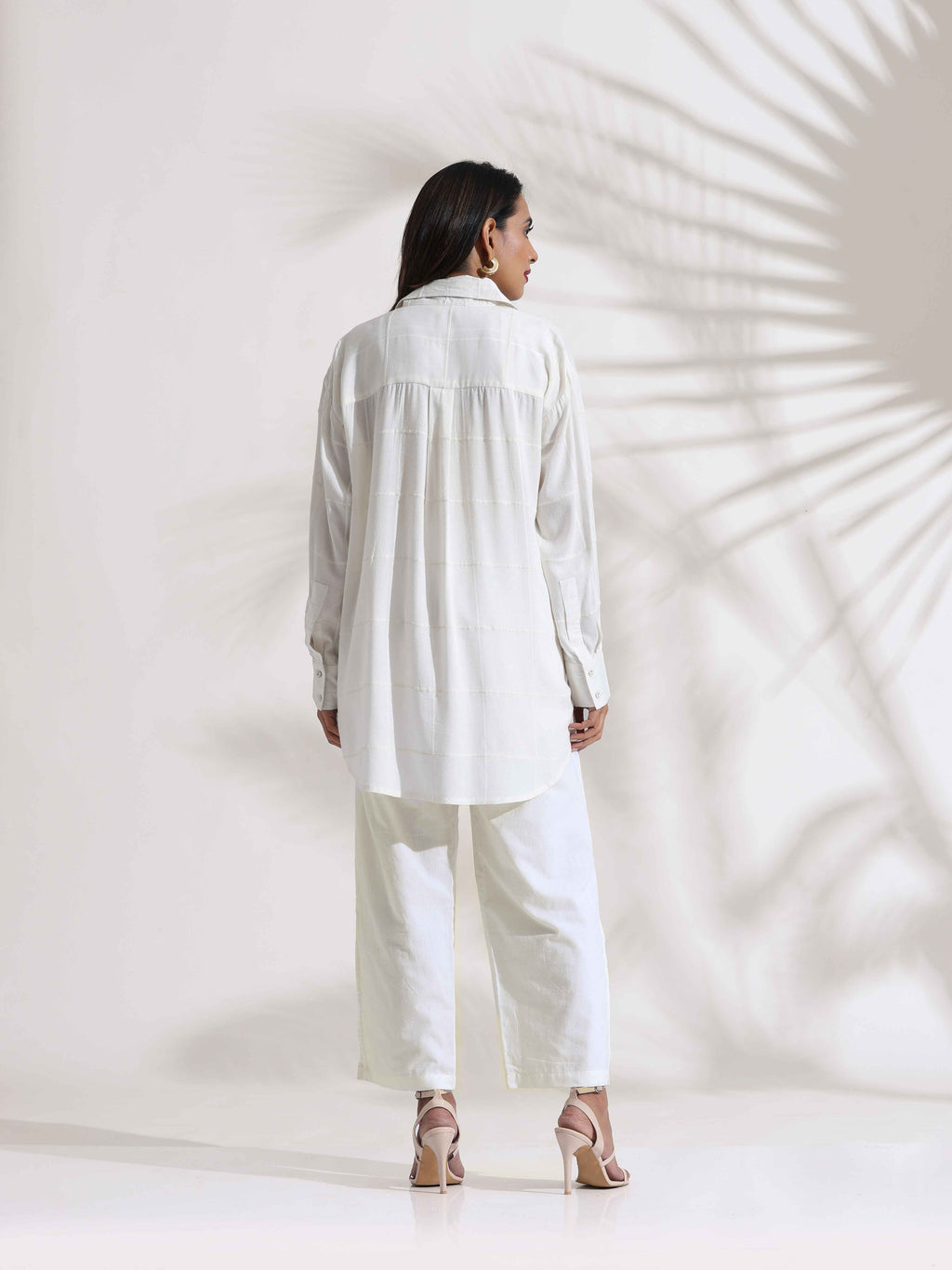trueBrowns White Cotton Check Shirt Co-ord Set