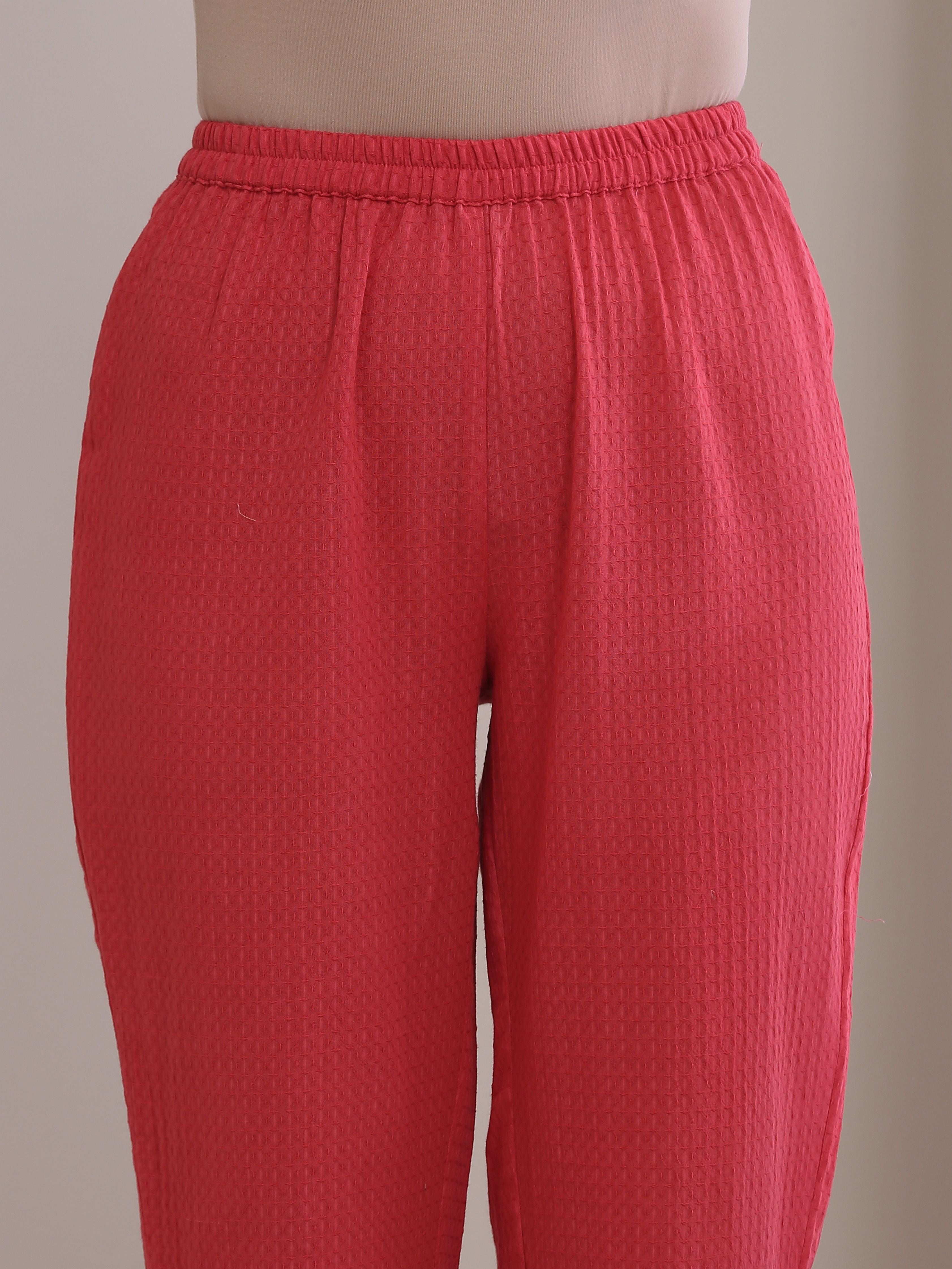 trueBrowns Bright Pink Dobby Boxy Fit High Low Co-Ord Set