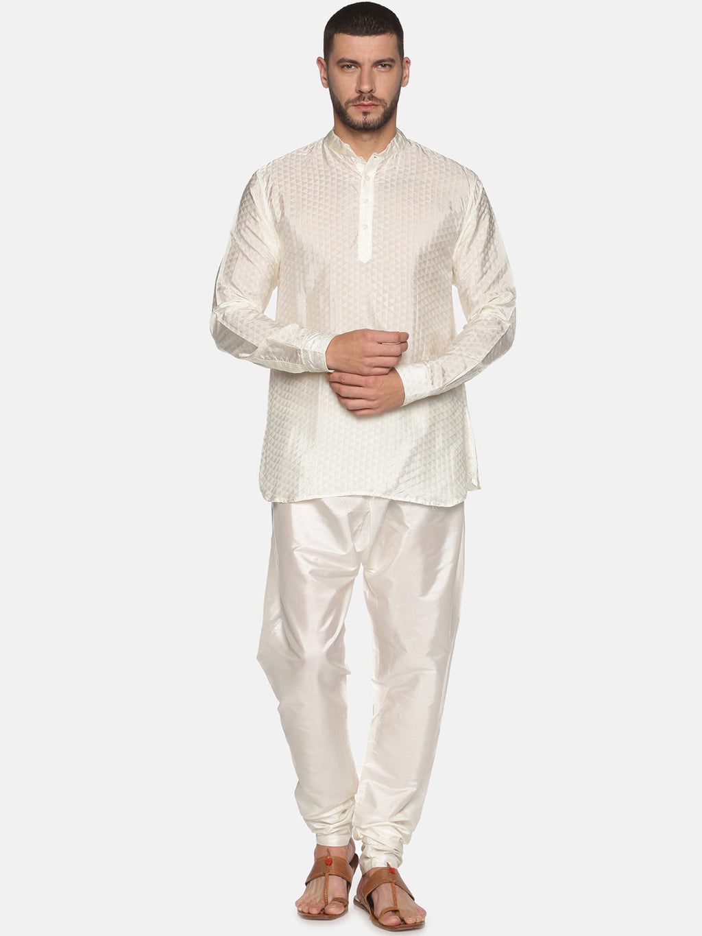 Sethukrishna Cream-Coloured Kurta with Pyjamas For Men