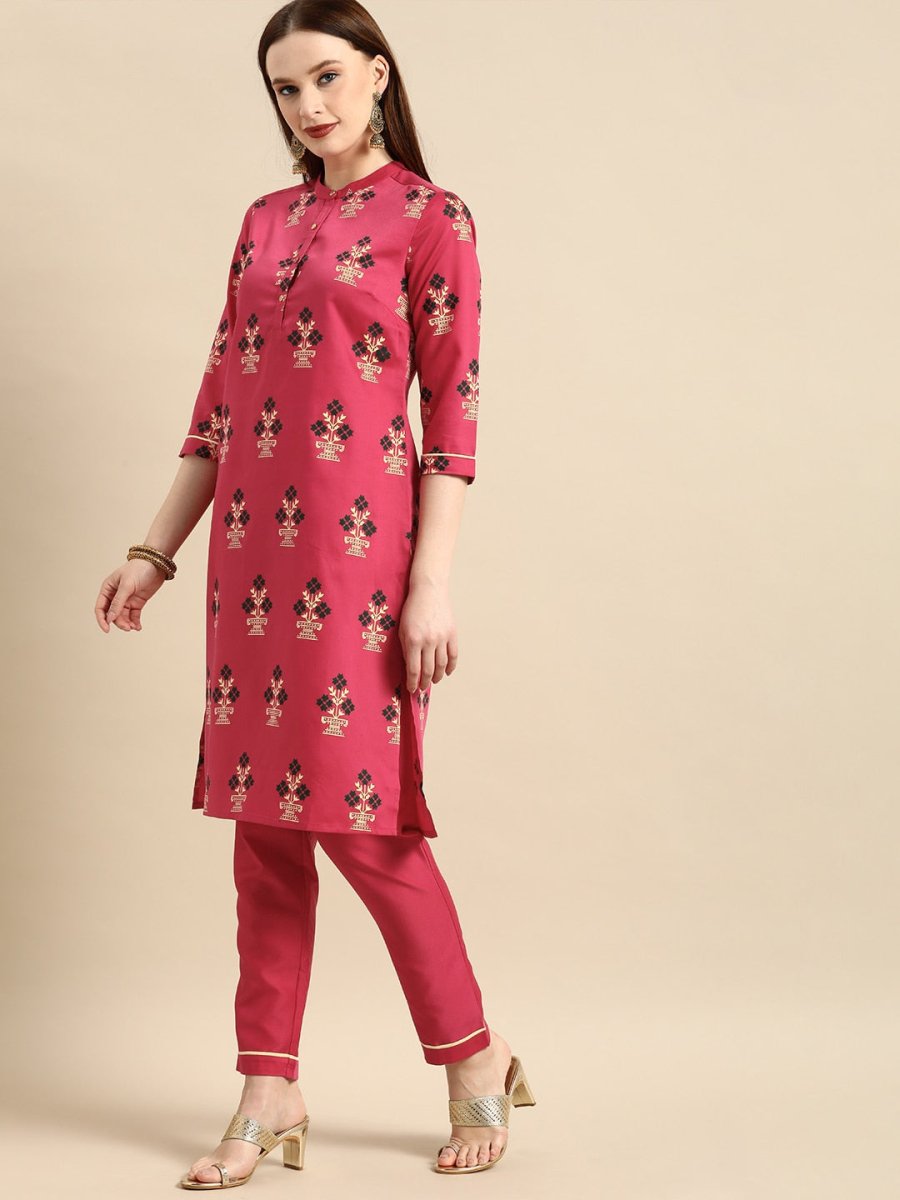 All About You Women Pink Ethnic Motifs Printed Kurta with Trousers & With Dupatta