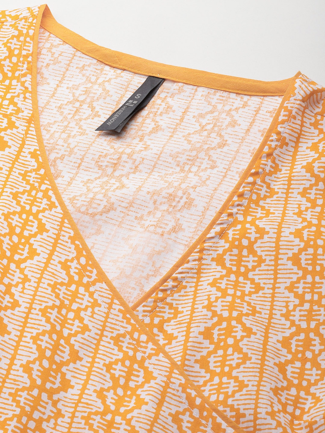 HERE&NOW Ethnic Motifs Printed Straight Angrakha Kurta