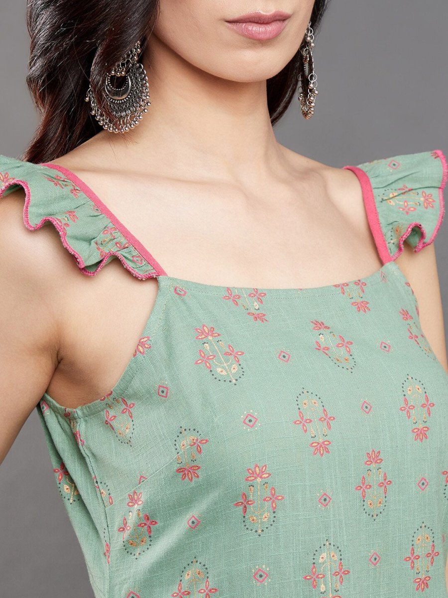 Aks Ethnic Motifs Printed Straight Kurta with Trousers