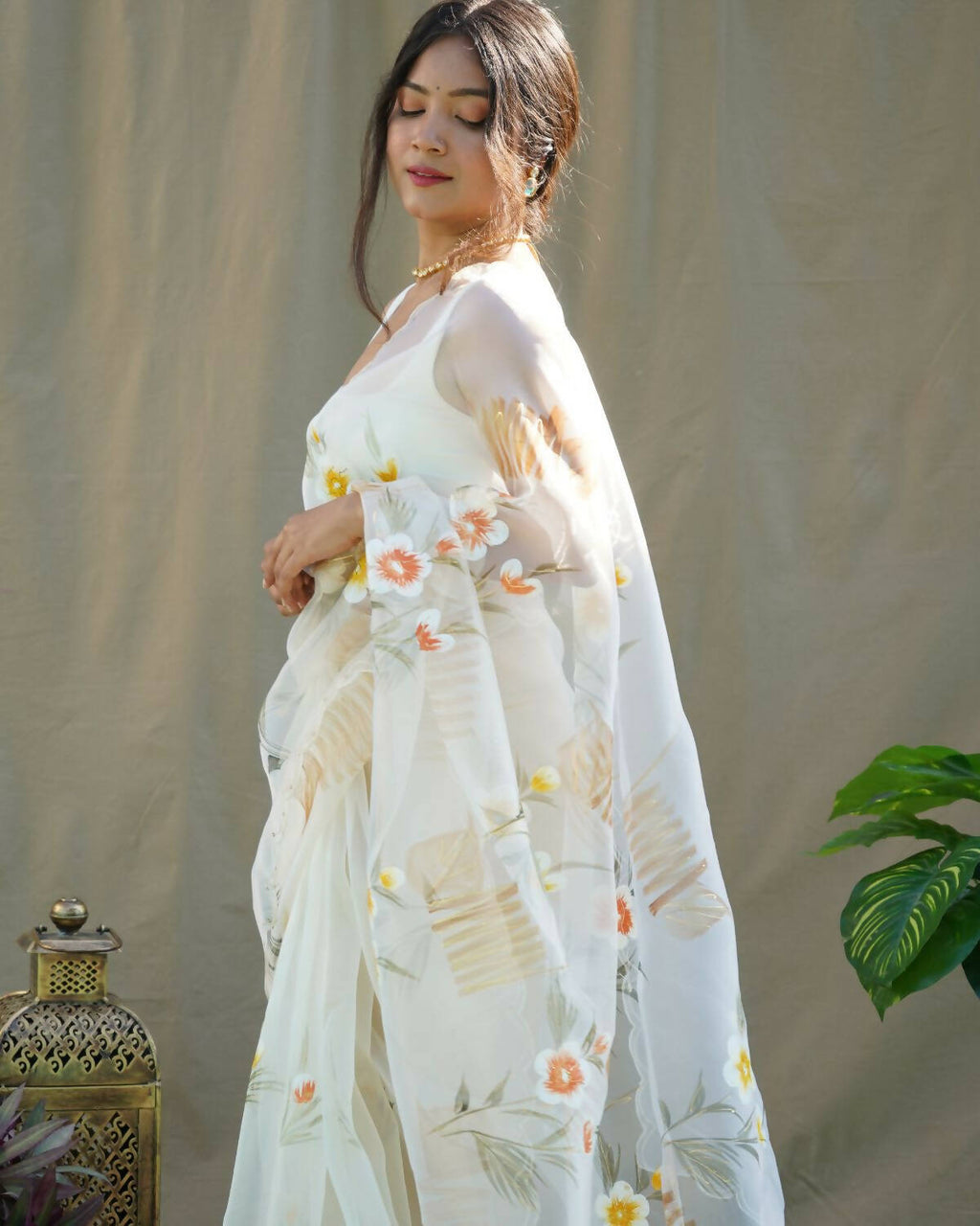 Vamsee Yellow Organza Saree