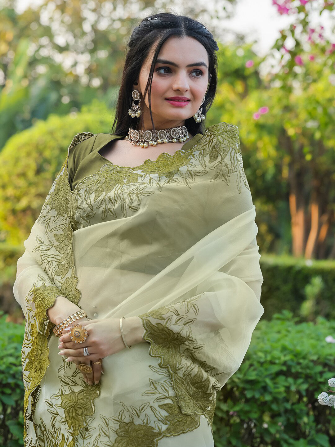 Tikhi Imli Embroidered Organza Saree