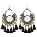MS Fashion India German Silver Mirror Style Black Color Threads Chandbali Earrings