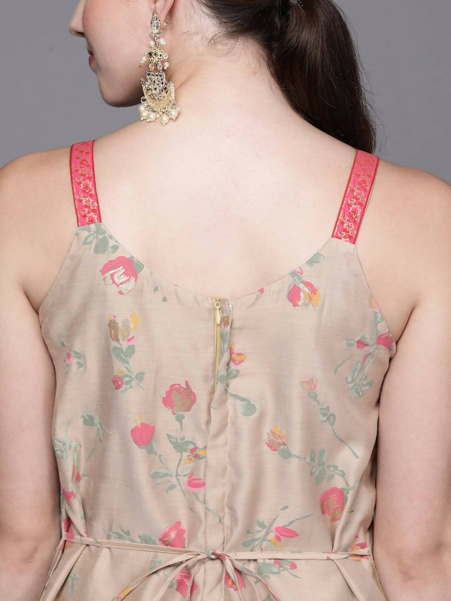 Ahalyaa Women Tan Printed Basic Jumpsuit