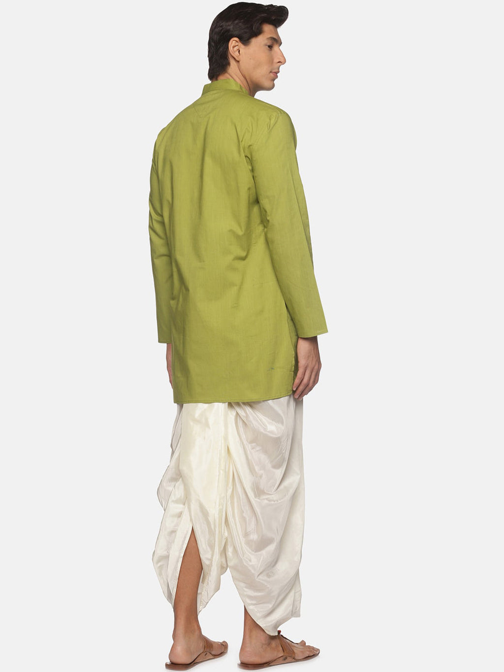 Sethukrishna Men Green Pure Cotton Kurta with Dhoti Pants