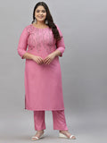 Sztori Plus Size Floral Printed Kurta With Trousers