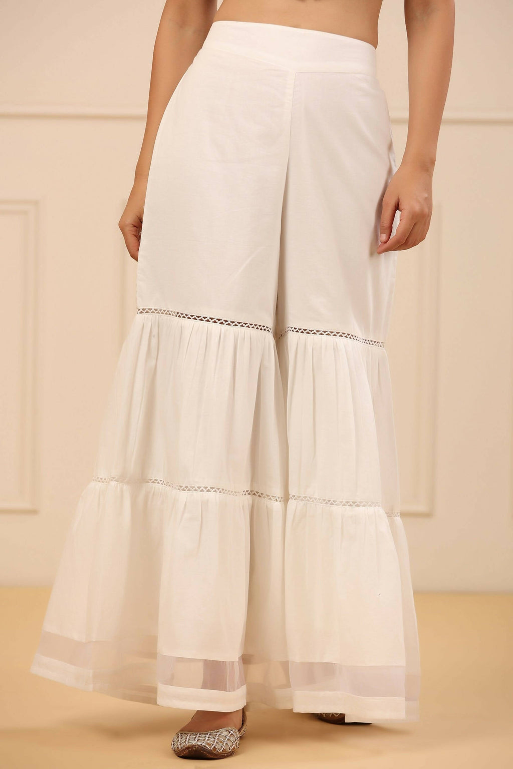 Juniper Women's White Cambric Tiered Sharara