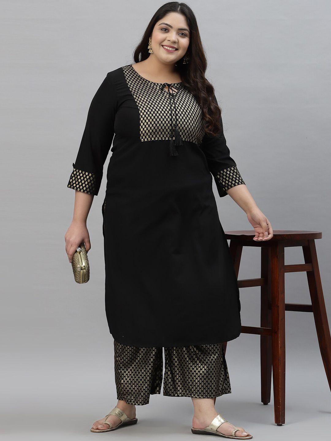 Sztori Ethnic Motifs Yoke Design Kurta with Palazzos