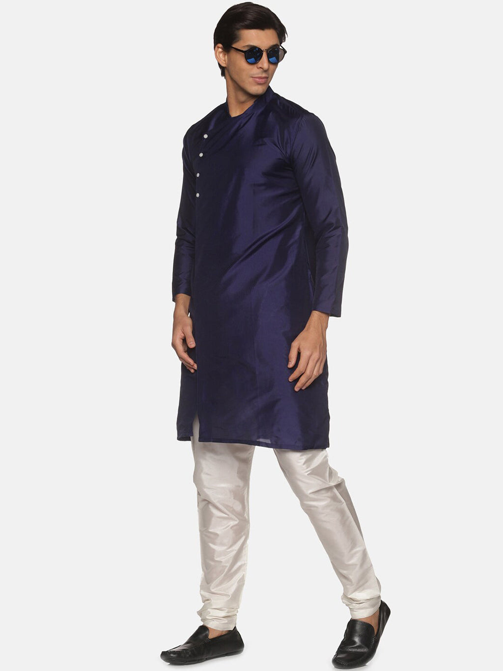 Sethukrishna Navy Blue Kurta with Pyjamas For Men