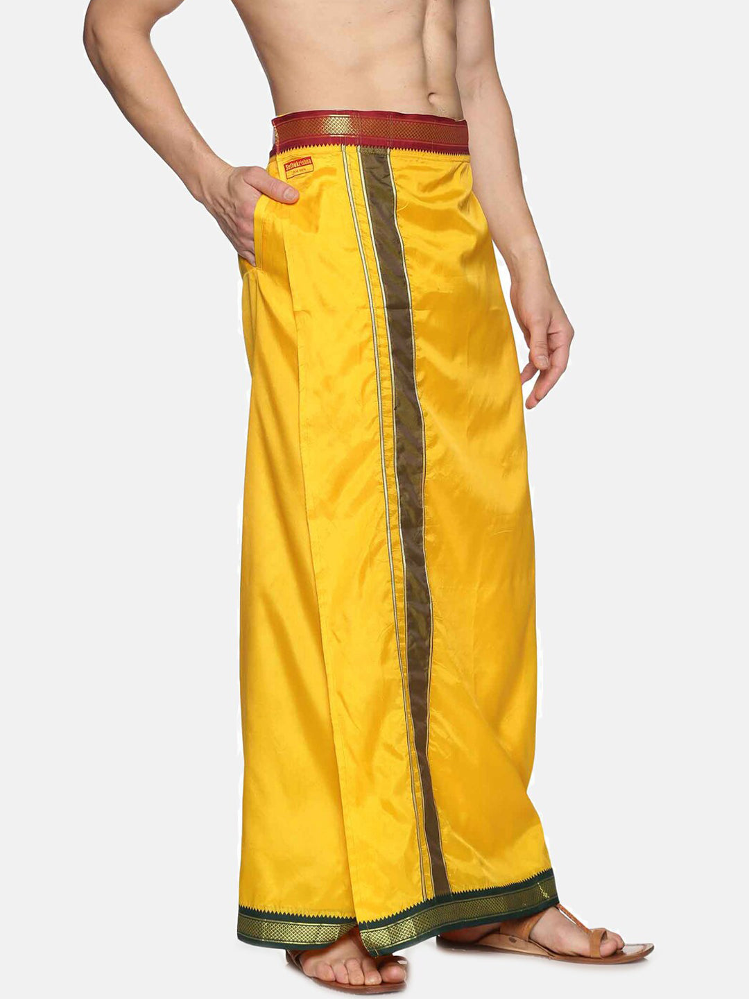 Sethukrishna Men Yellow Solid Readymade Dhoti