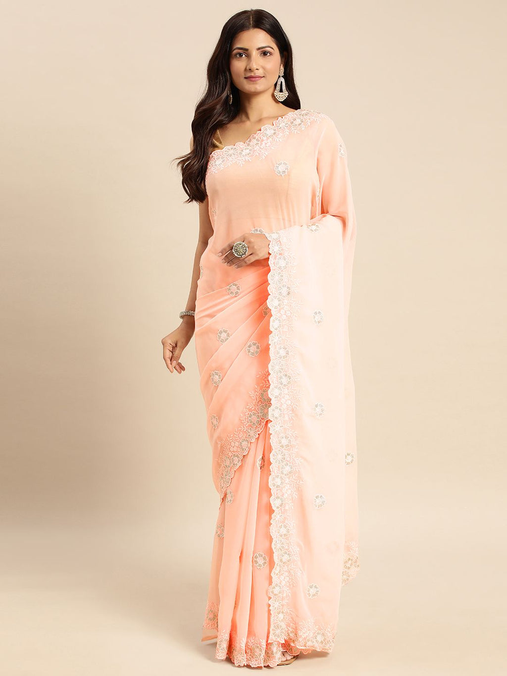 kasee Floral Zari Pure Georgette Saree