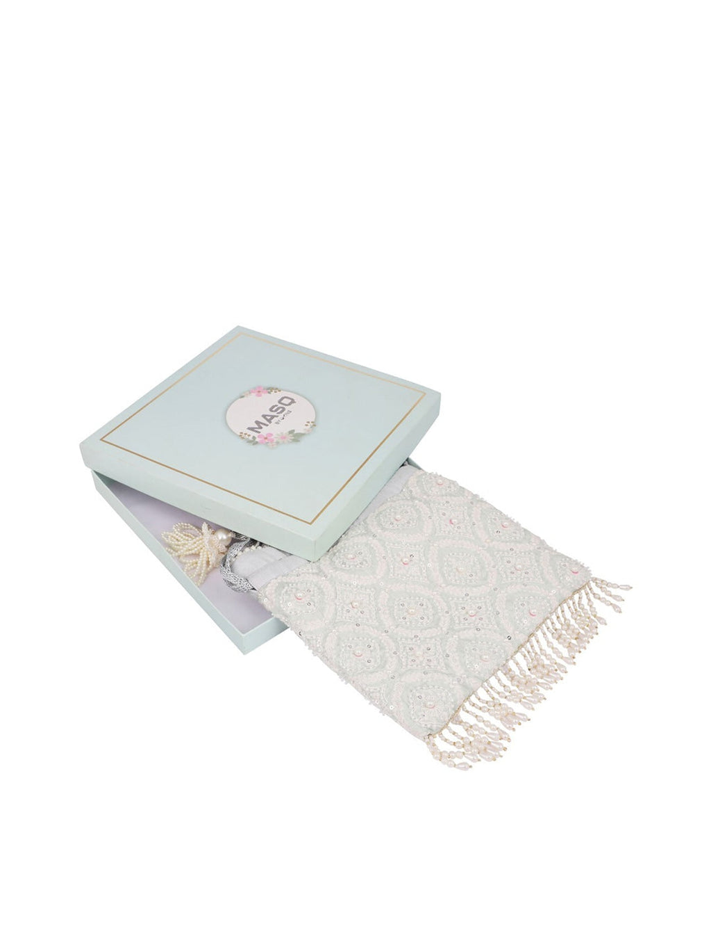 Masq Beige & Pink Embroidered Potli Clutch