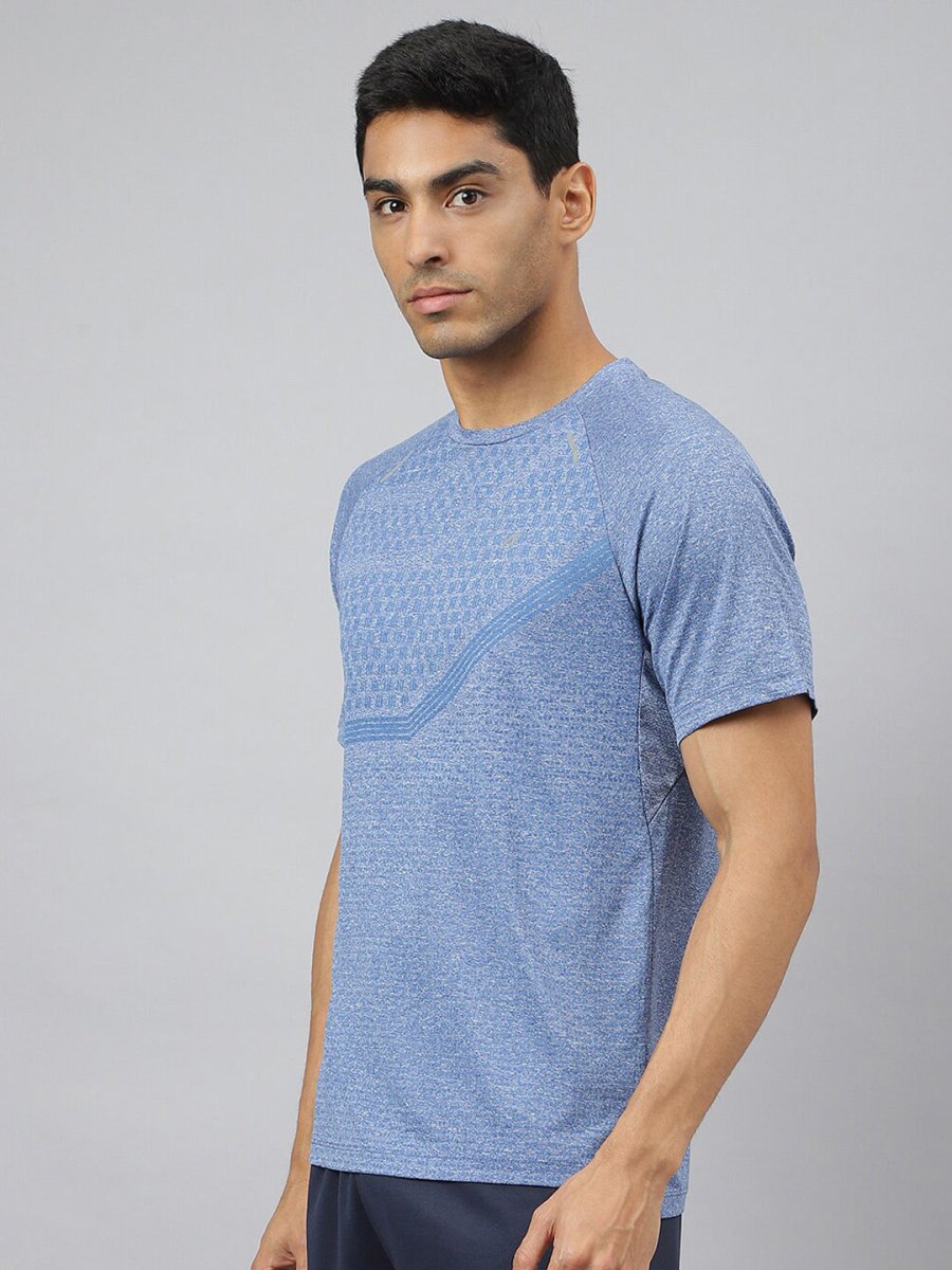 Alcis Men Heather Anti-Static Slim-Fit Round Neck Distance Running T-Shirt