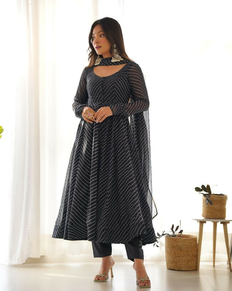 Joban Fashion Black Kurta Set Georgette Sequence Embroidery Work
